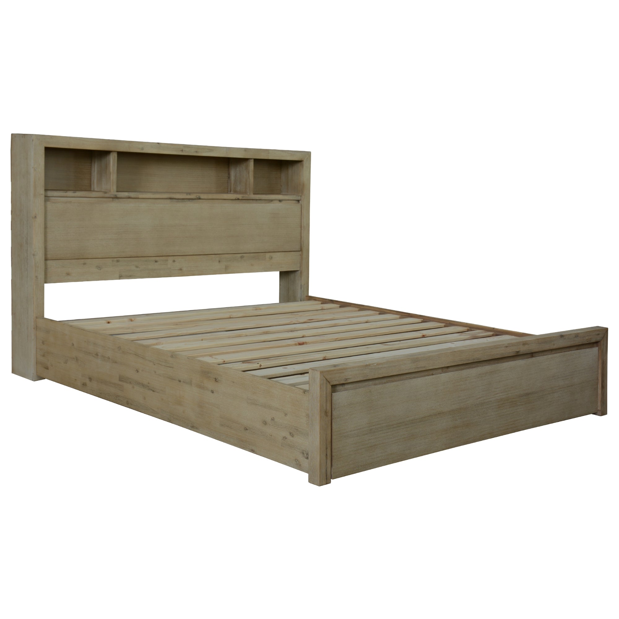 King-size Bed with Storage Drawers, Bedhead Compartments - Brunet