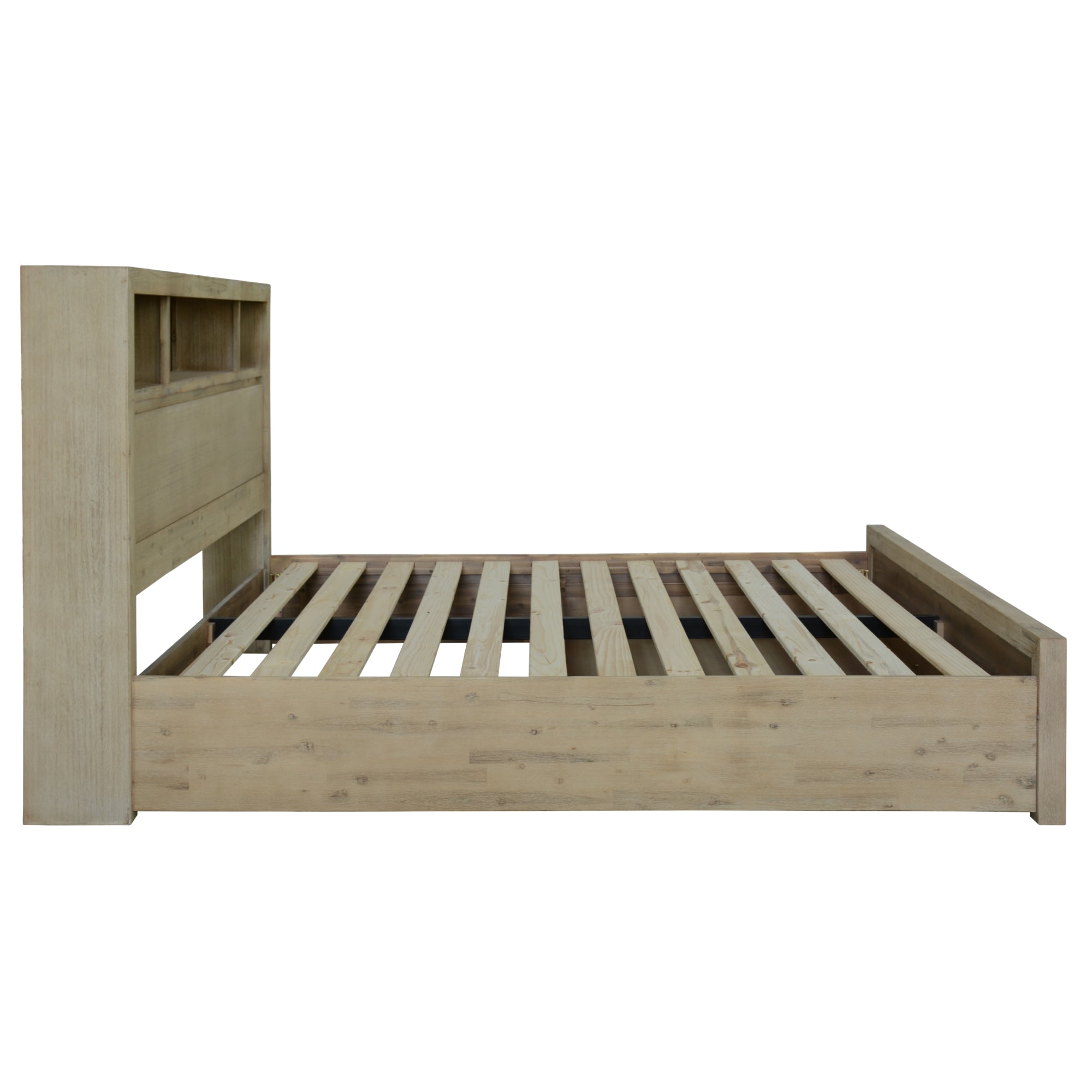 King-size Bed with Storage Drawers, Bedhead Compartments - Brunet