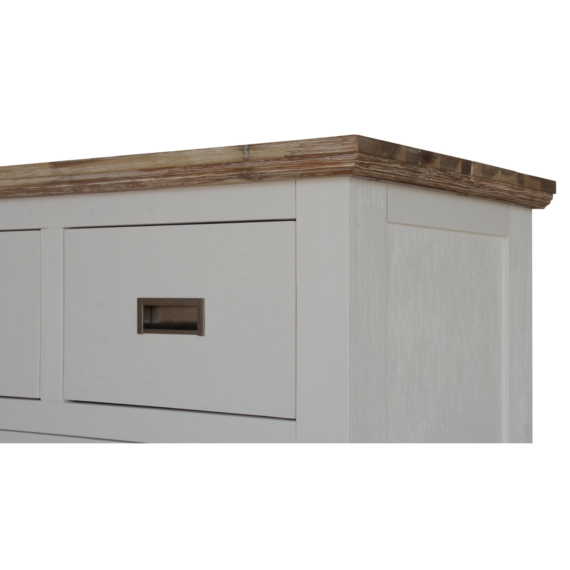 Solid Acacia Tallboy 5 Drawer Chest, Multi-Colored, White
