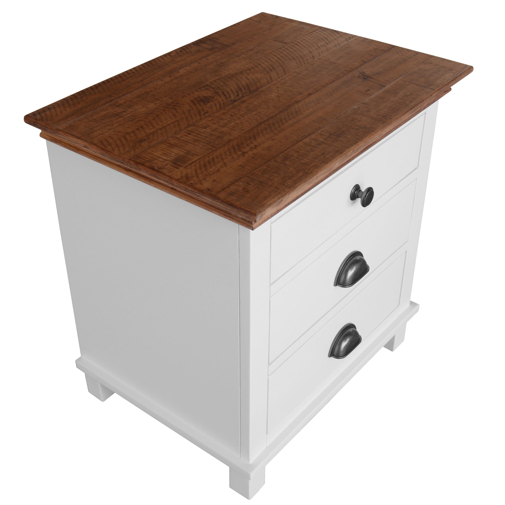 Solid Pine 3-Drawer Bedside Tables Set of 2 - Hampton Style