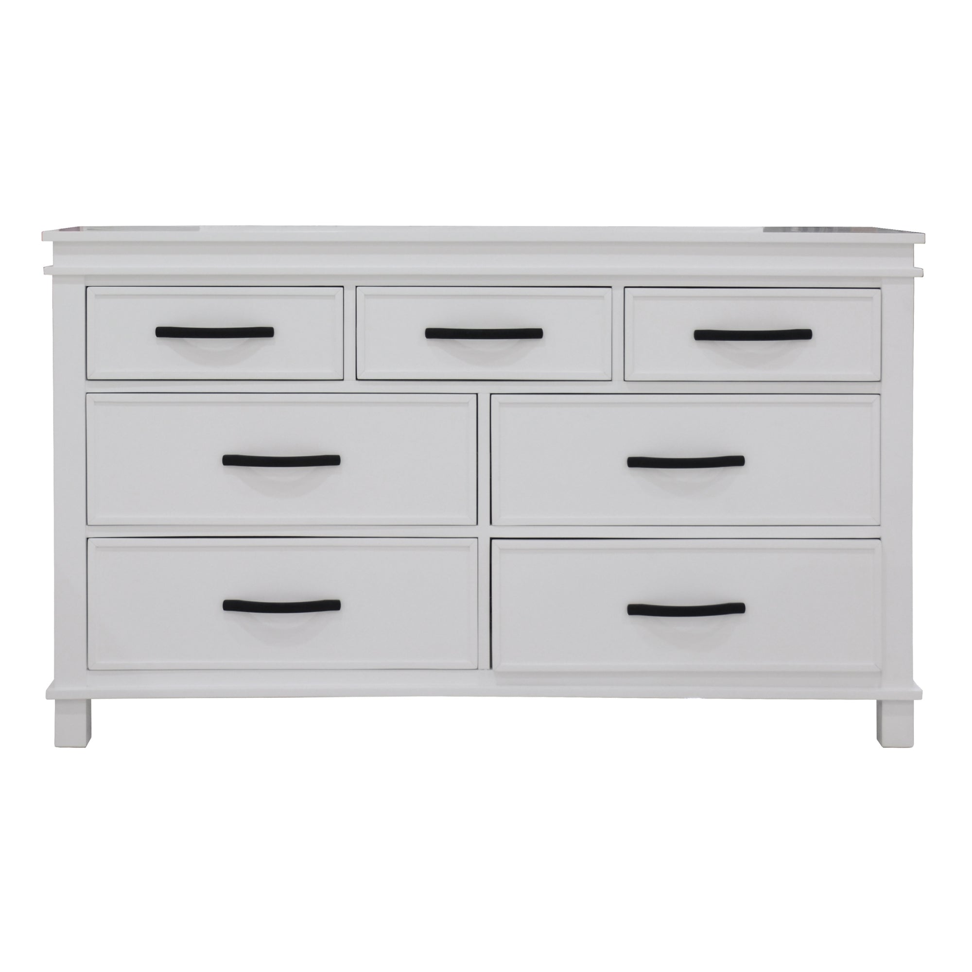 Solid Wood 7-Drawer Dresser with Metal Handles, Tallboy Storage - White