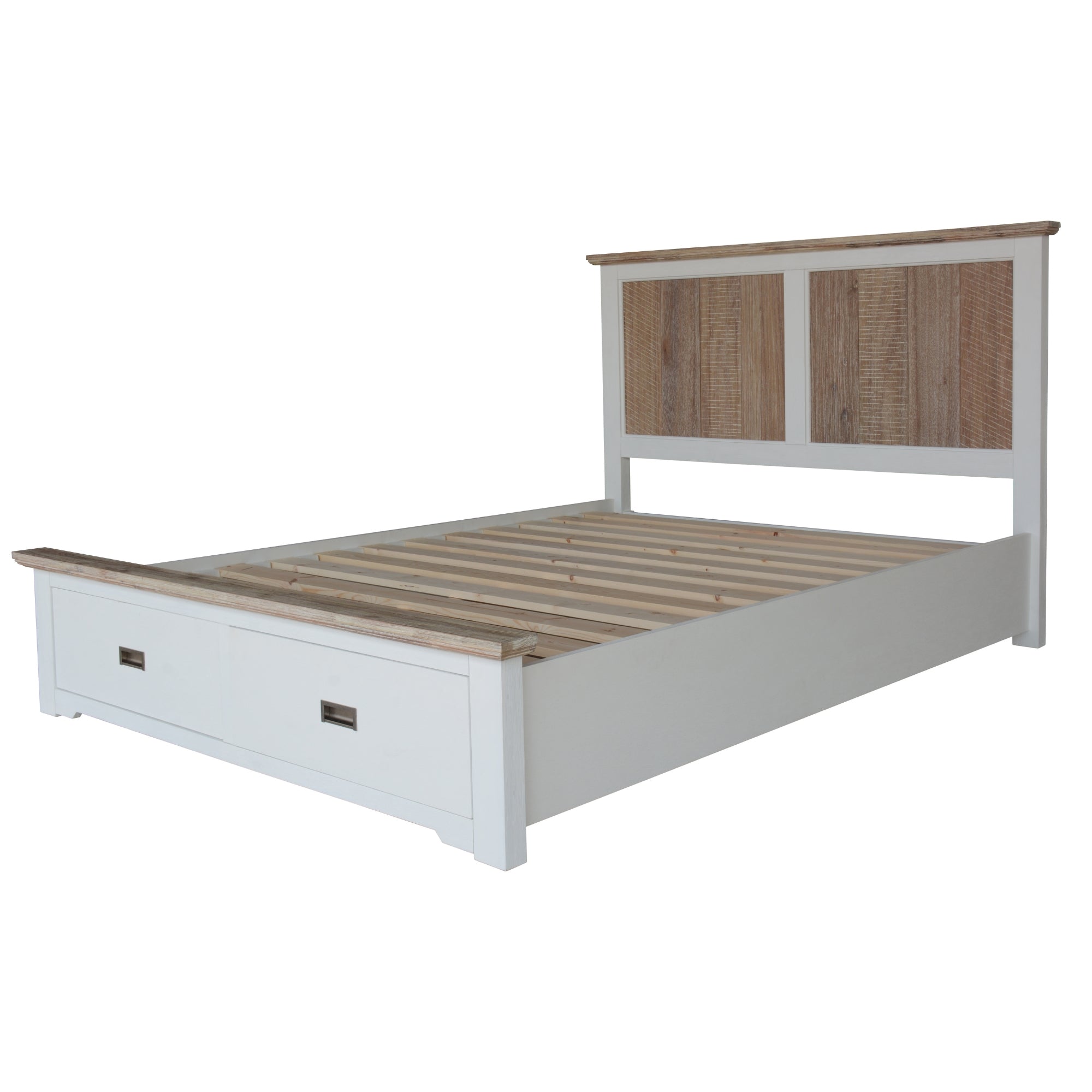 Hampton Style Acacia Queen Bed Suite with Drawers - 4pc