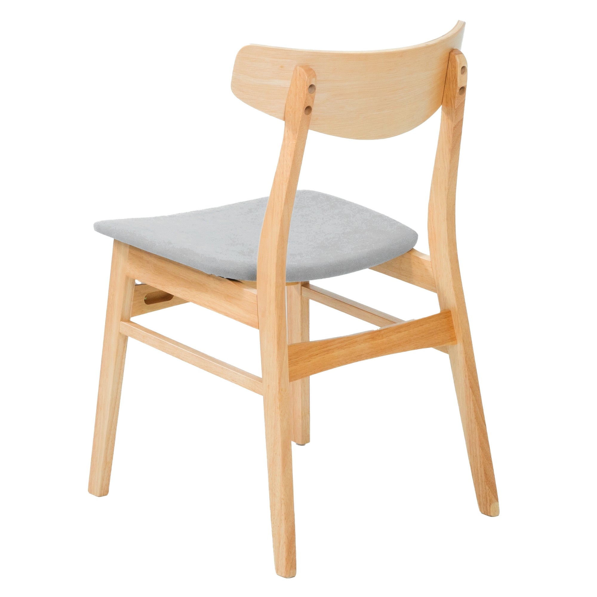 8pc Natural Rubberwood Dining Chairs, Fabric Seat, Scandinavian