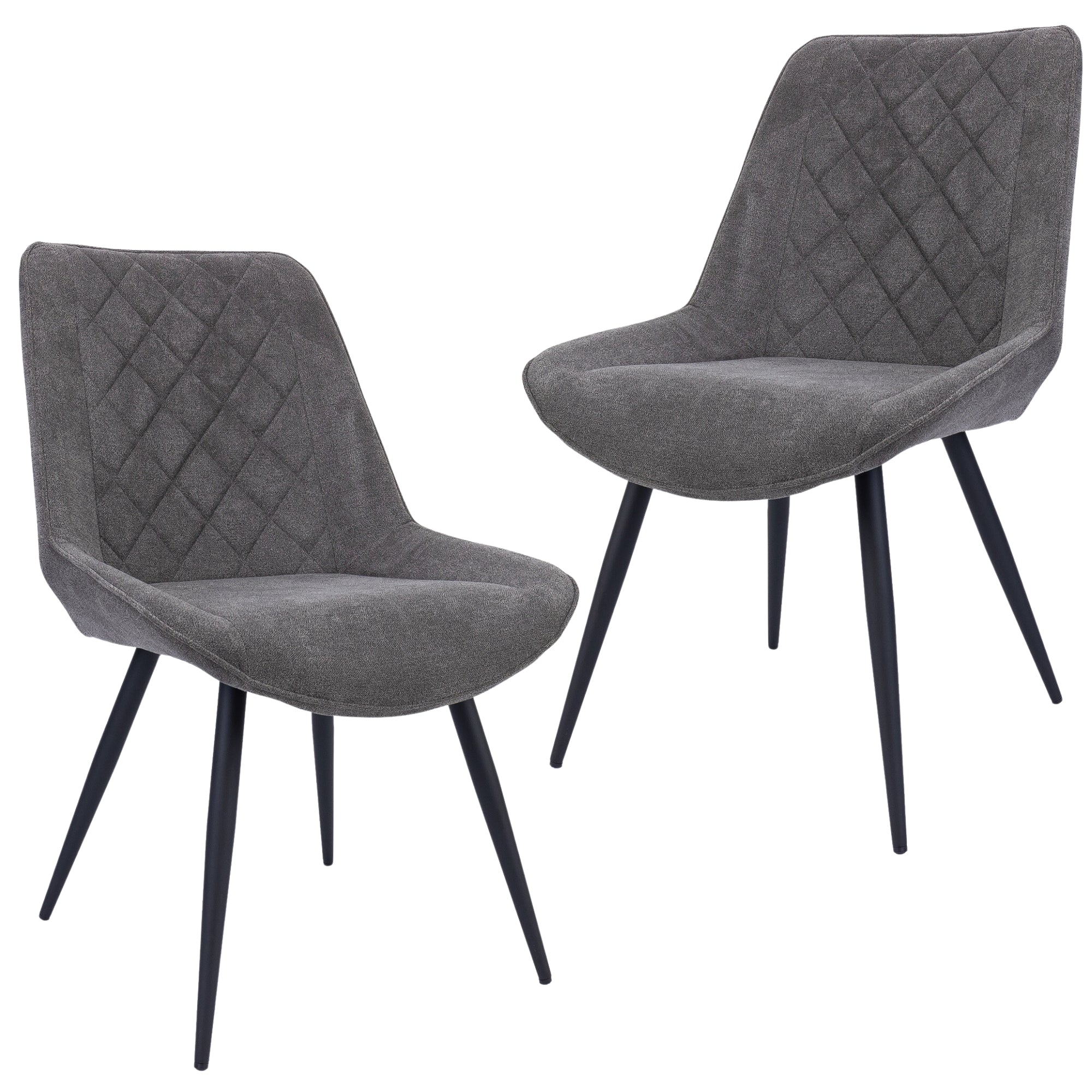 Scandinavian Graphite Fabric Dining Chair Set with Metal Frame