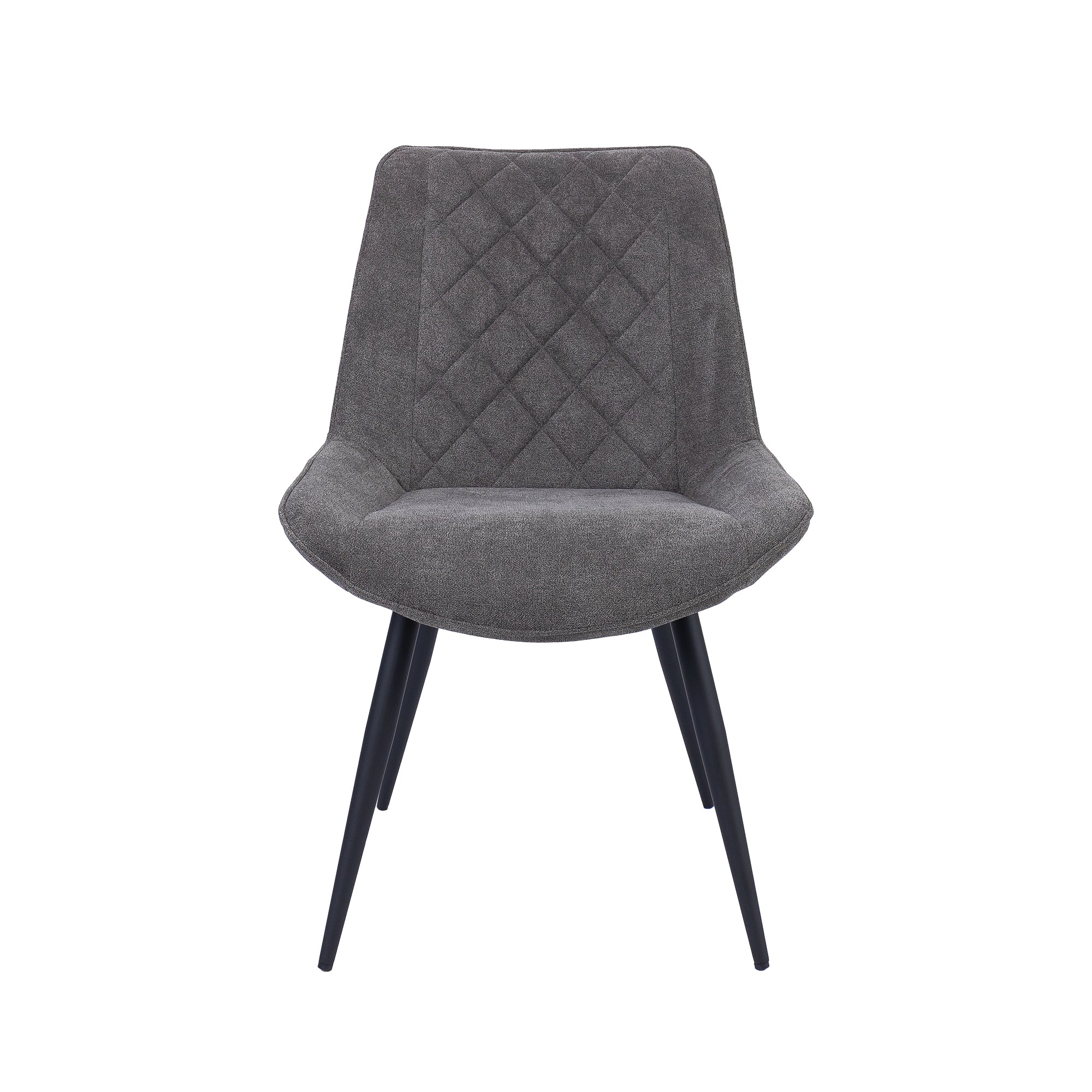 Scandinavian Graphite Fabric Dining Chair Set with Metal Frame