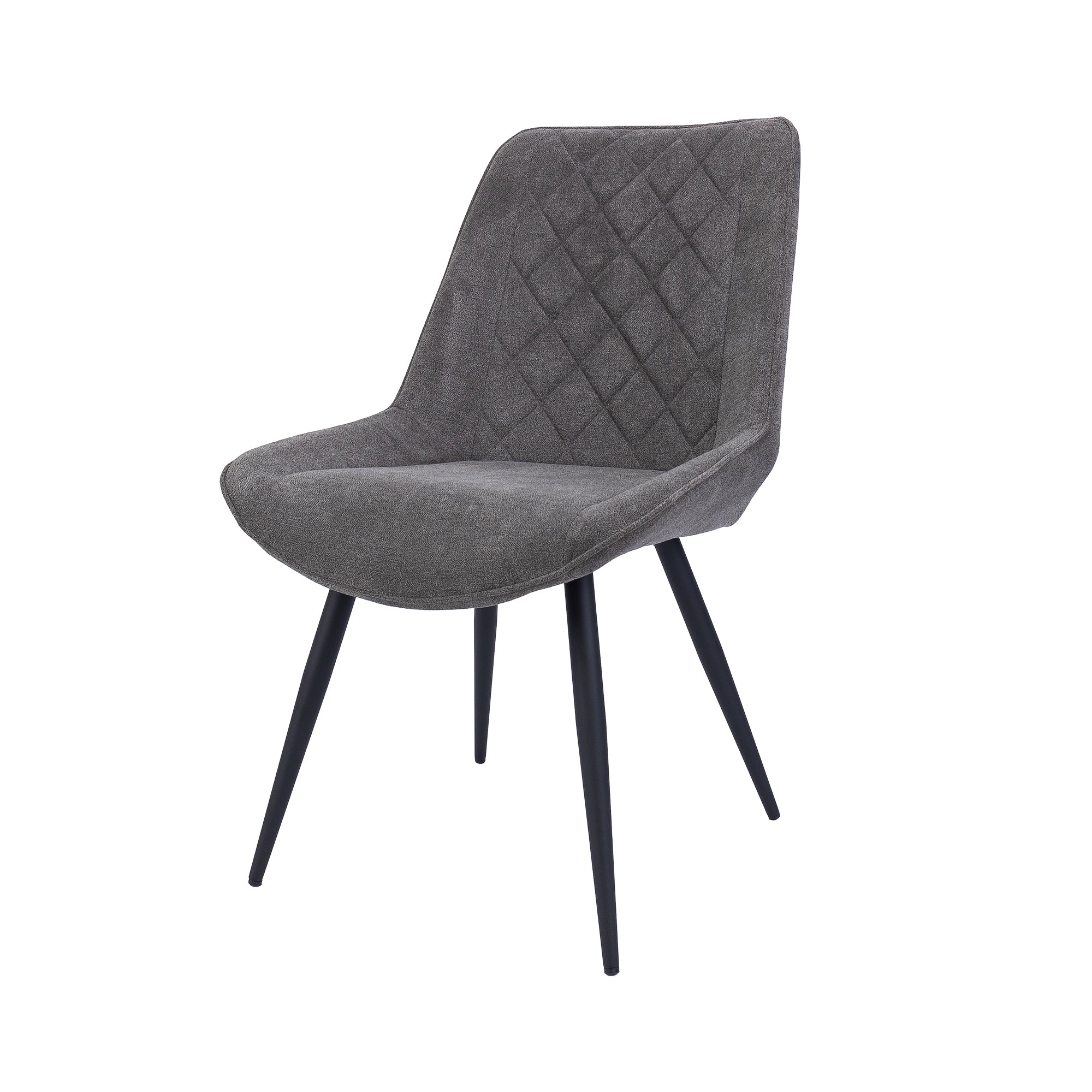 Scandinavian Graphite Fabric Dining Chair Set with Metal Frame