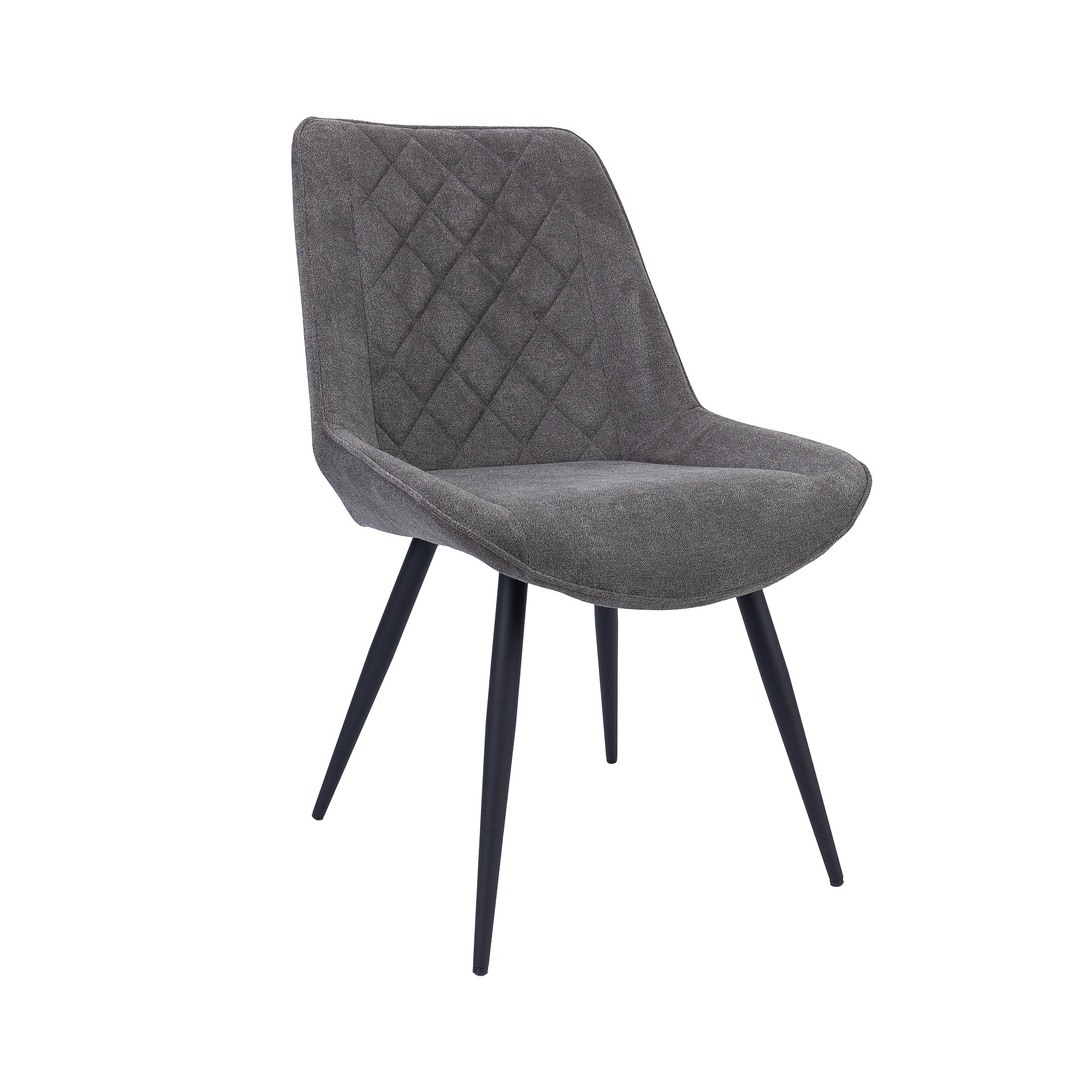 Scandinavian Graphite Fabric Dining Chair Set with Metal Frame