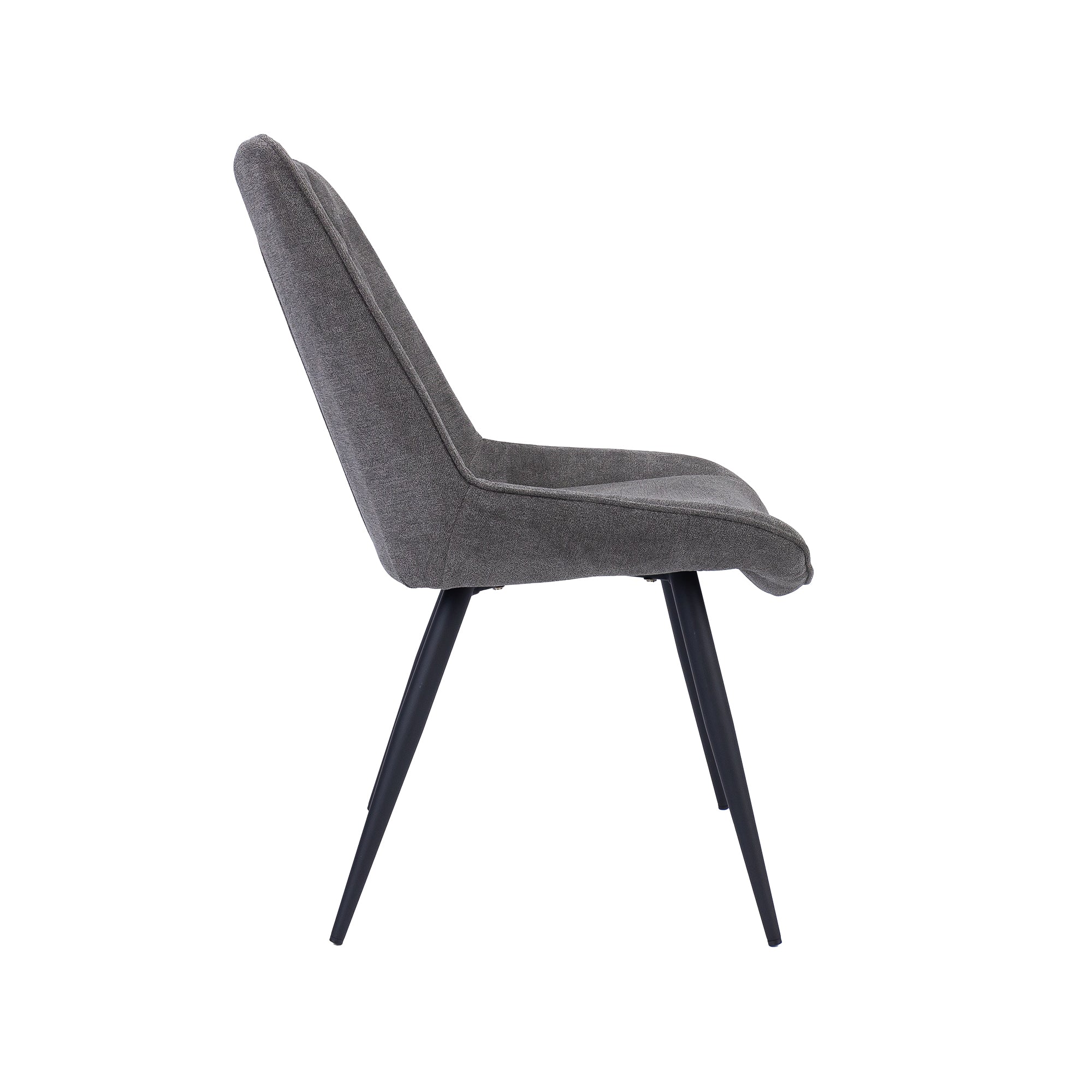 Scandinavian Graphite Fabric Dining Chair Set with Metal Frame