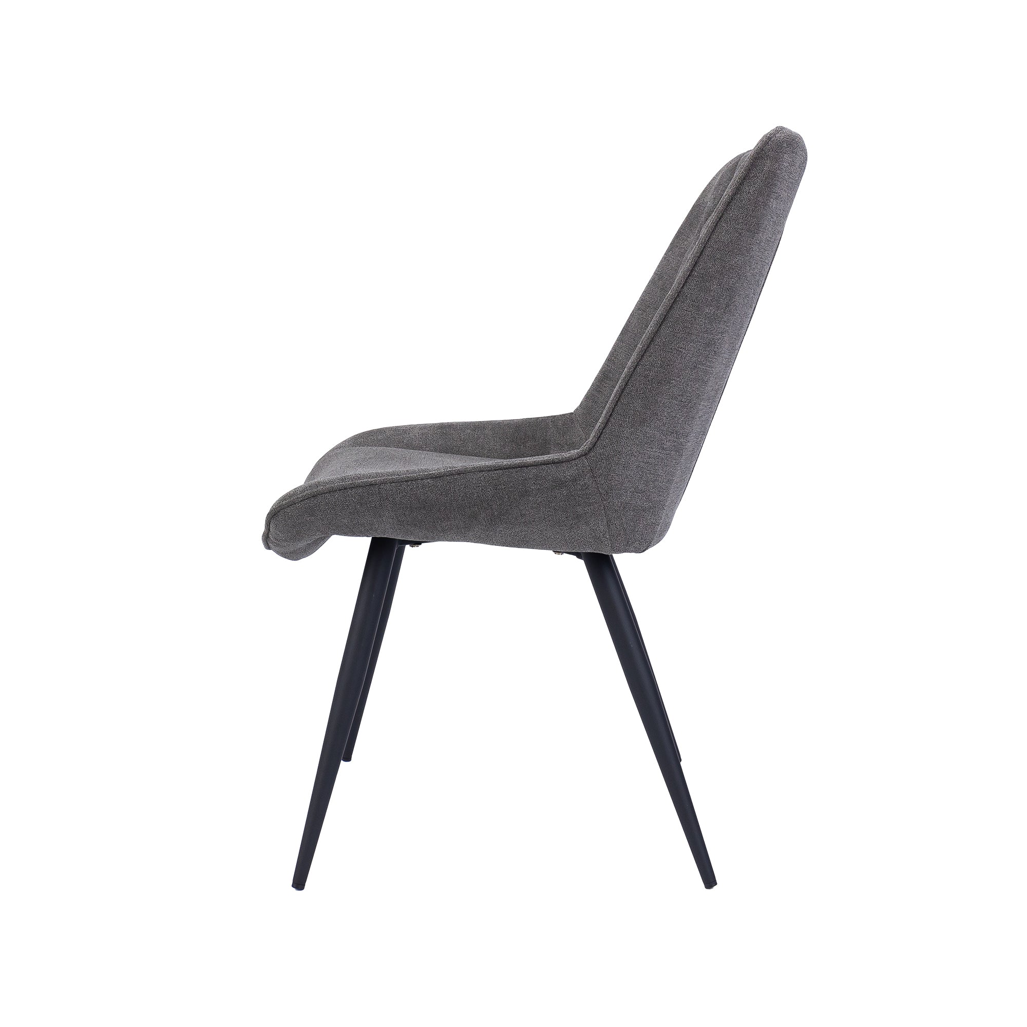 Scandinavian Graphite Fabric Dining Chair Set with Metal Frame