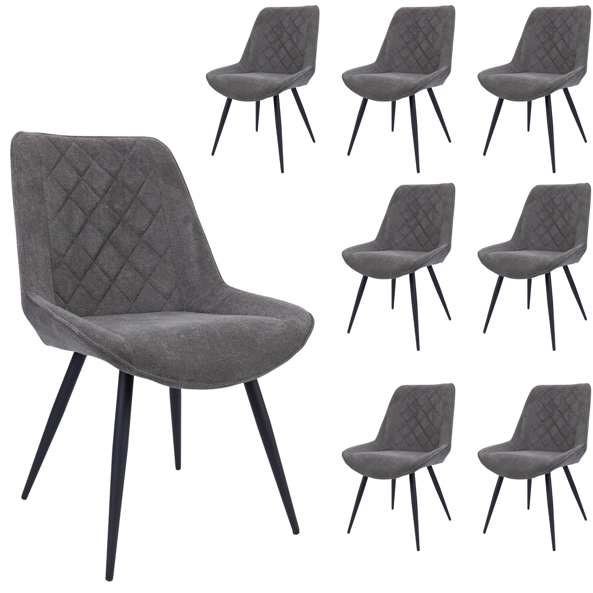 8-Piece Fabric Dining Chairs, Metal Frame - Graphite