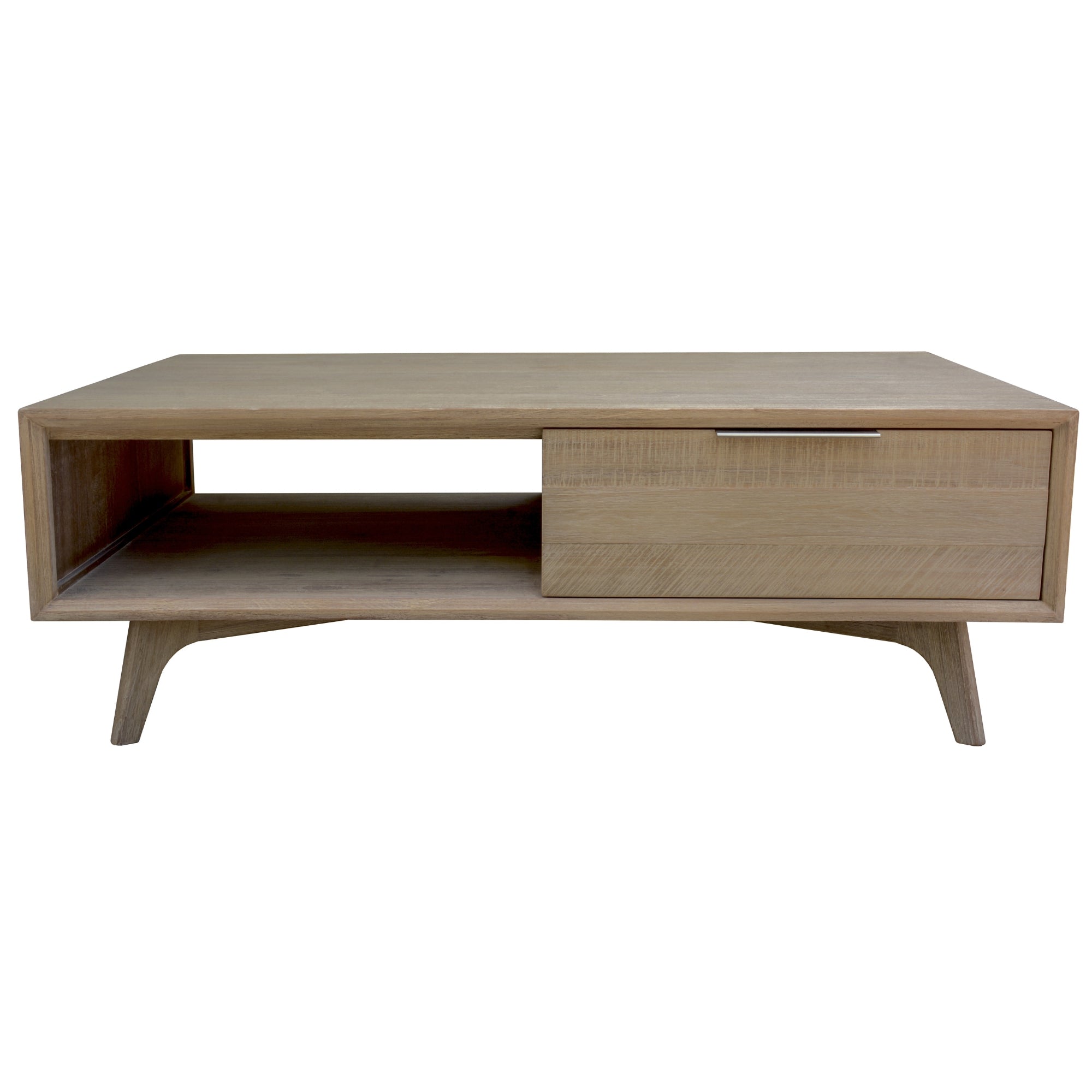 Solid Acacia Coffee Table 2 Drawer, Brushed Smoke, 130cm
