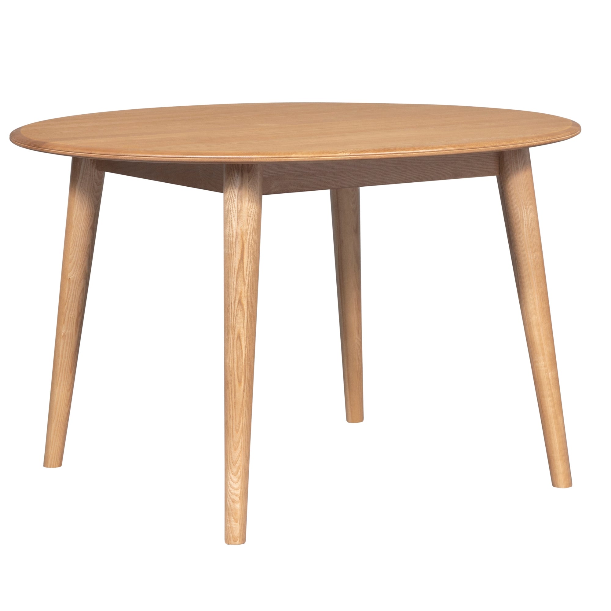 120cm Round Solid Ash Wood Dining Table, 4-Seater, Oak