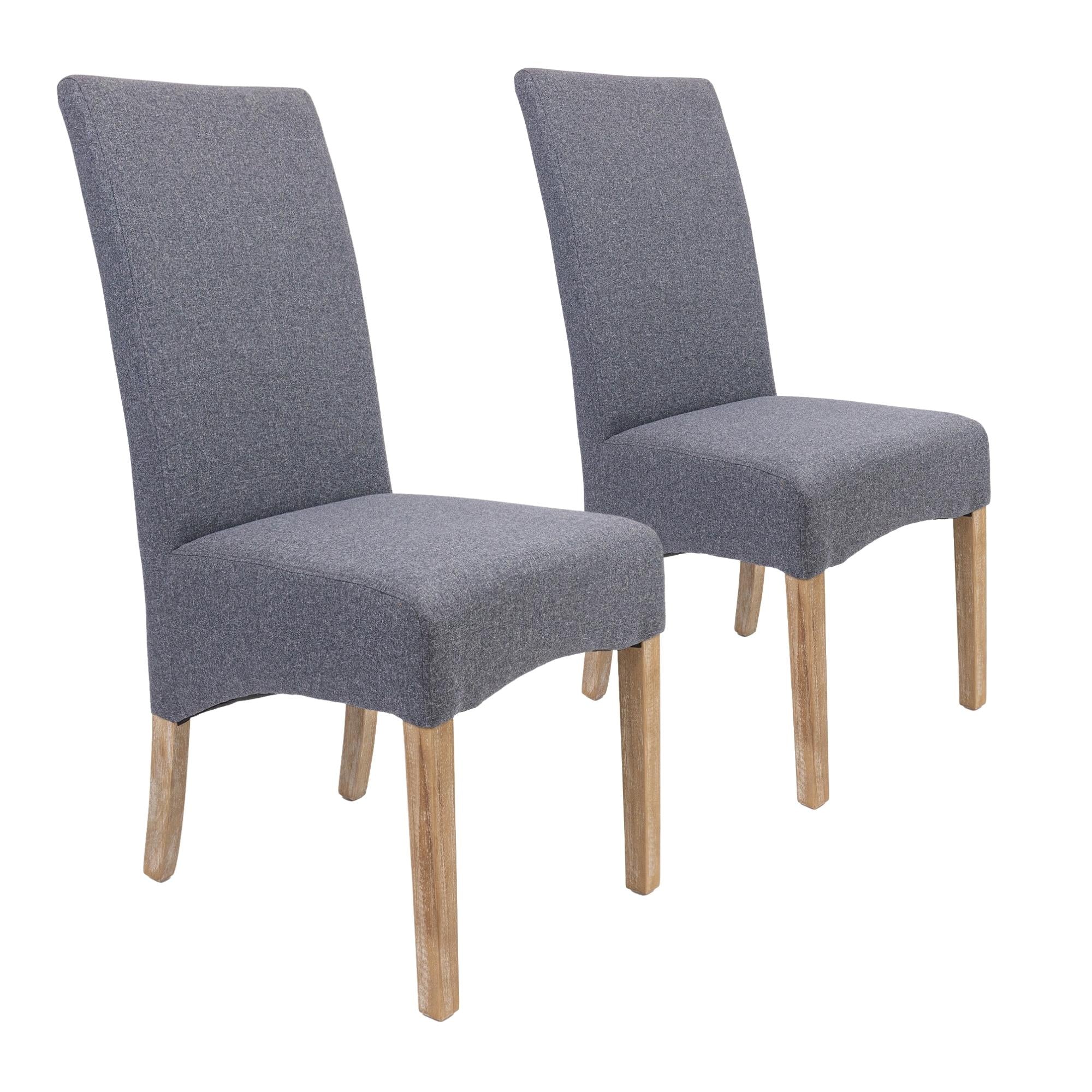 Grey Upholstered Dining Chairs with Pine Frame, Set of 2