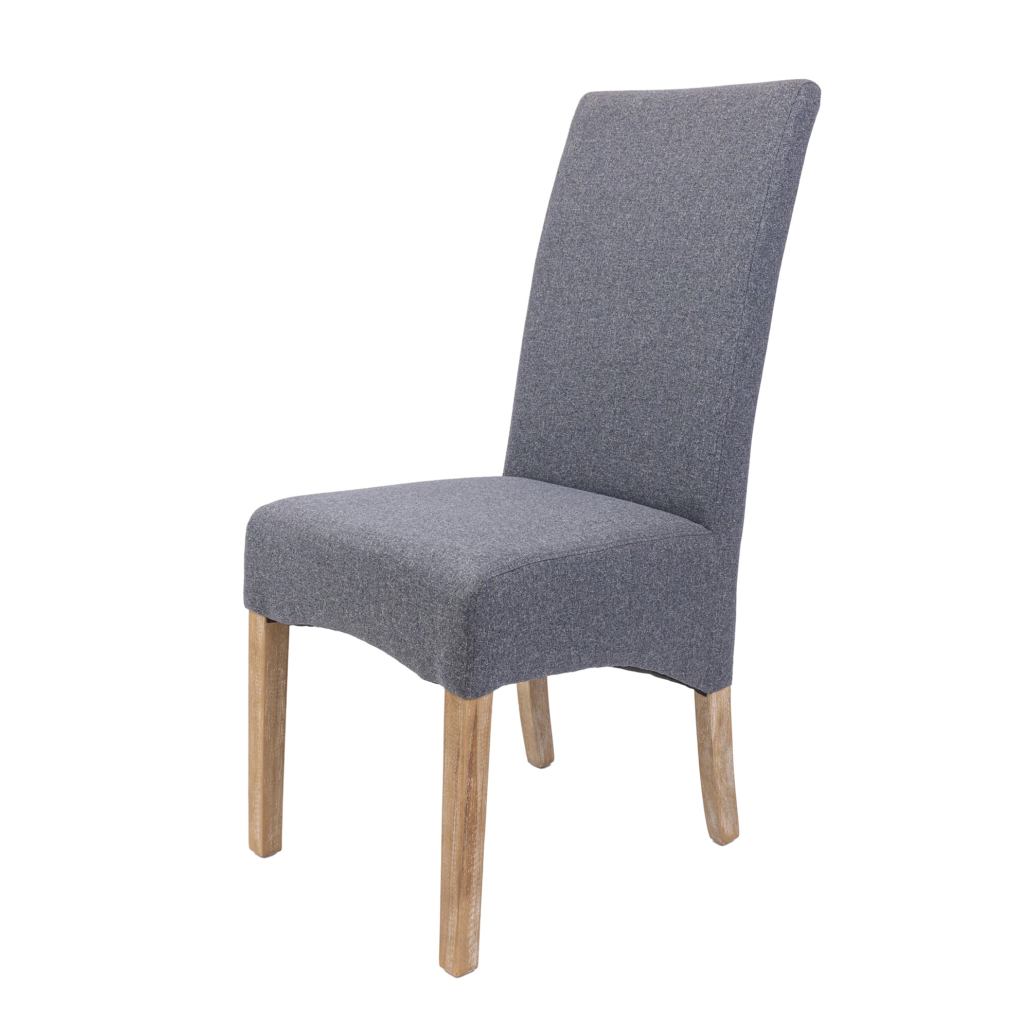 Grey Upholstered Dining Chairs with Pine Frame, Set of 2