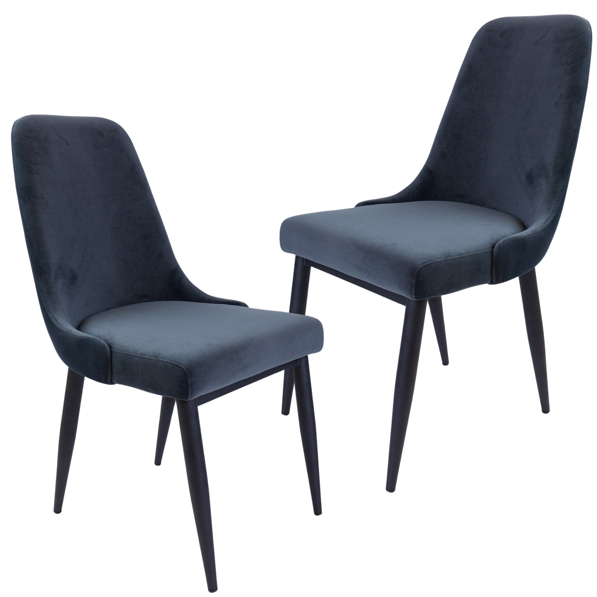 Mid-Century Velvet Dining Chair Set with Metal Frame (2pc) - Charcoal