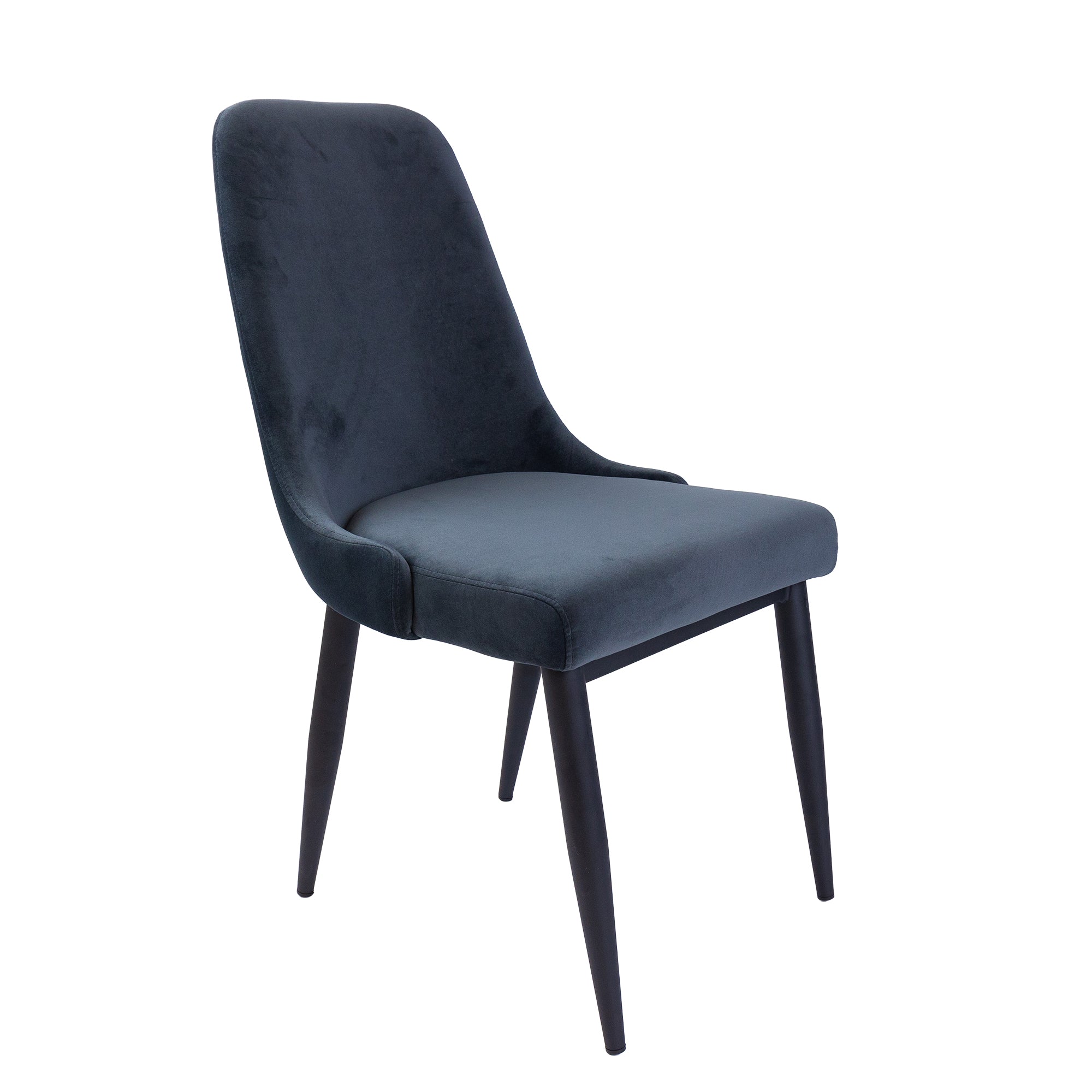 6pc Velvet Upholstered Dining Chairs, Metal Frame - Charcoal