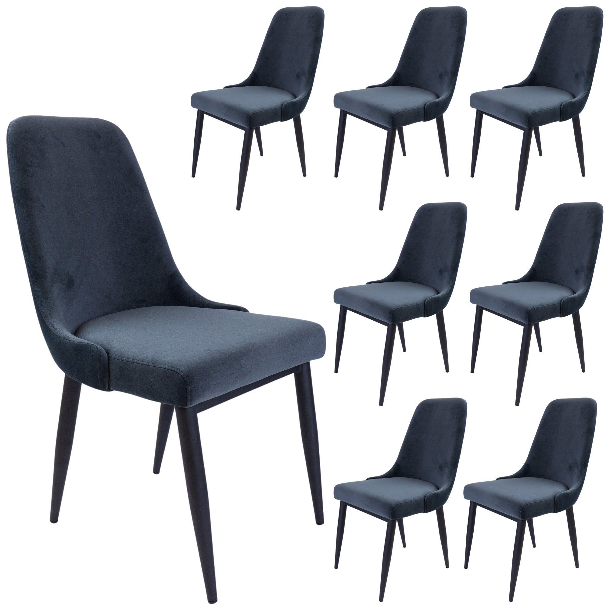 Mid-Century Velvet Dining Chairs Set of 8 with Metal Frame