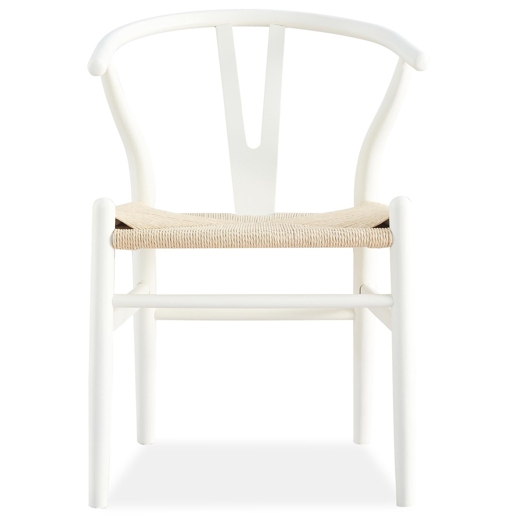 Eco-Friendly Acacia Pine 7pc Dining Set, White Wishbone Chairs