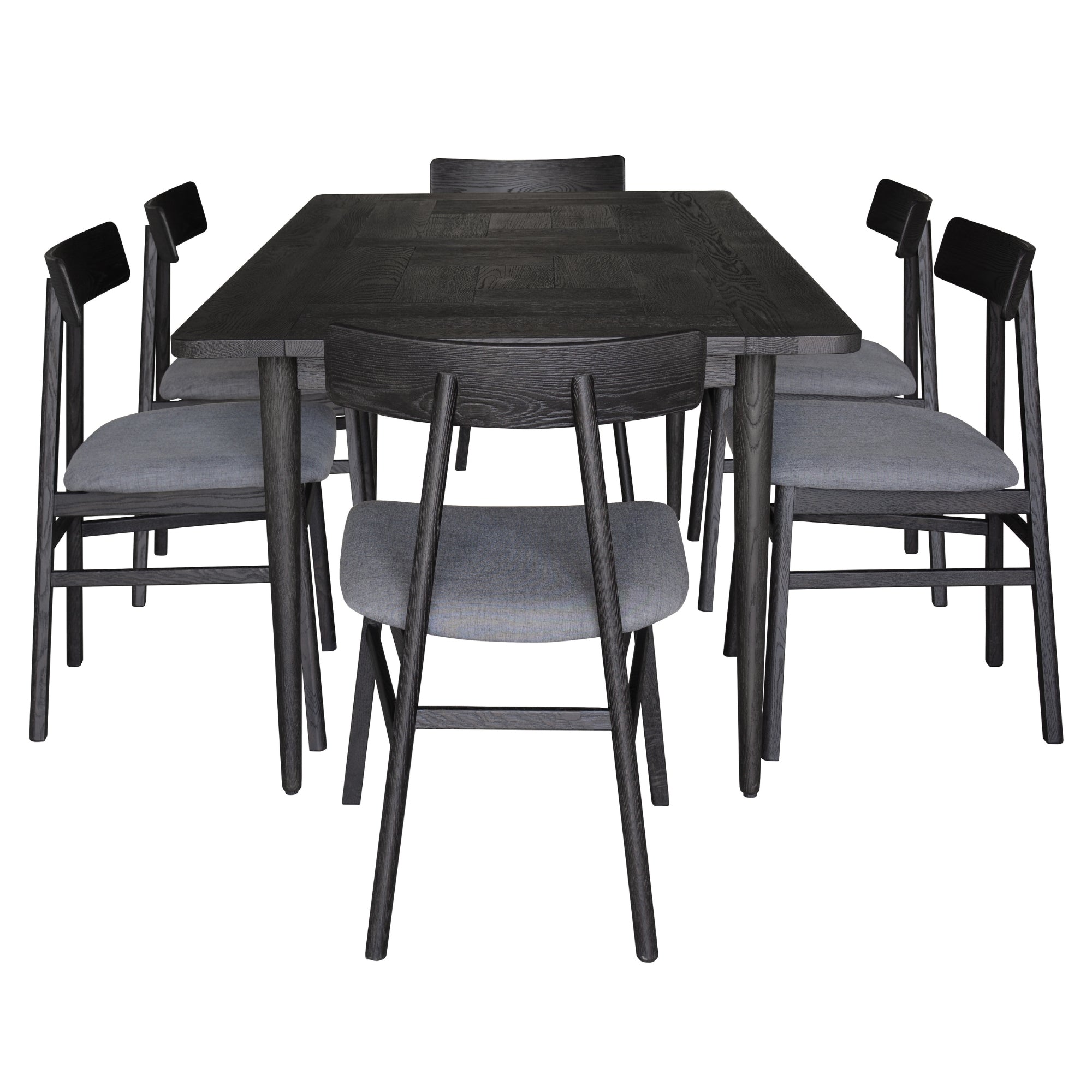 7pc Solid Oak Dining Set w/ Fabric Seats, 180cm Table