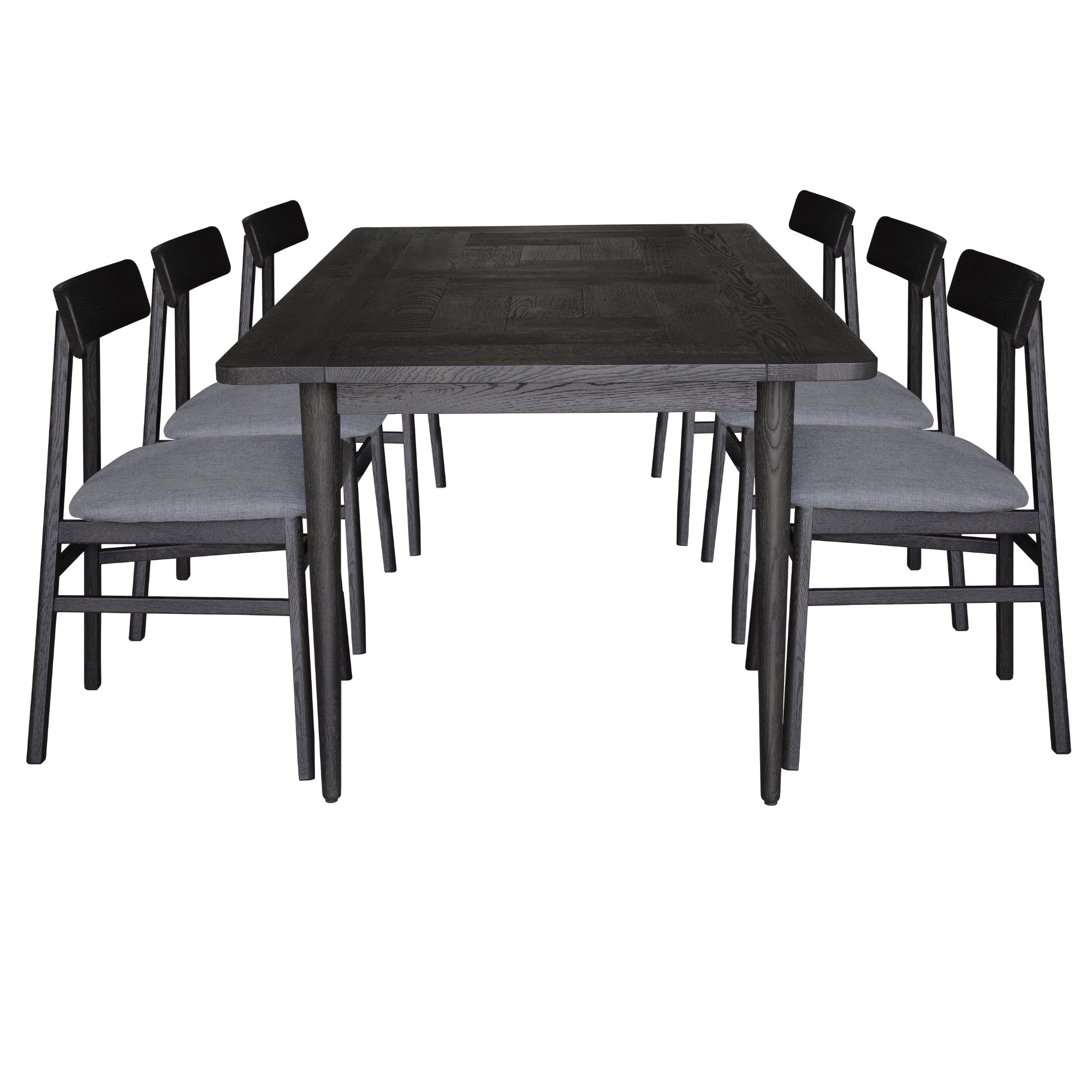 7pc Solid Oak Dining Set w/ Fabric Seats, 180cm Table