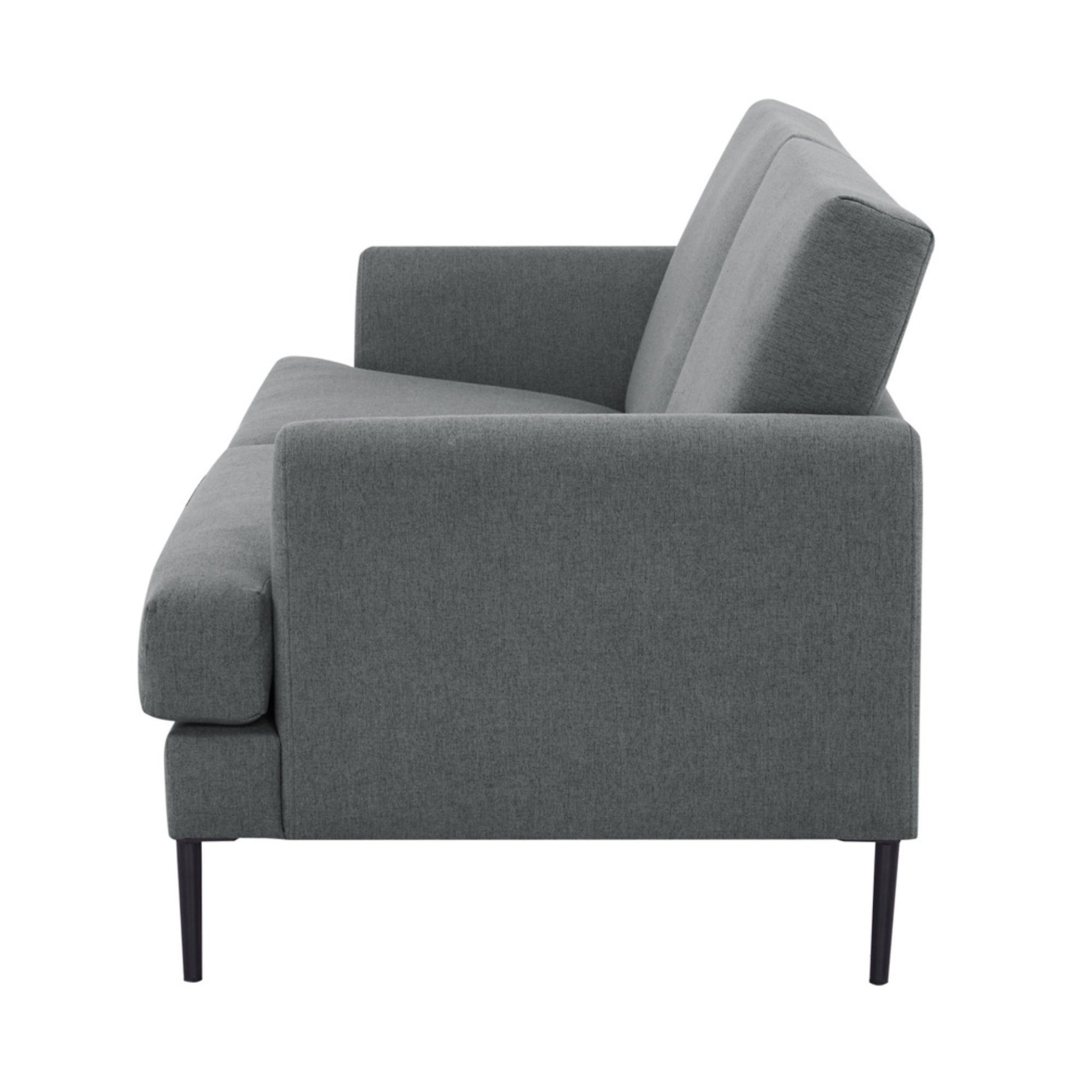 Mid Grey 3-Seater Fabric Sofa, Plush, Metal Legs