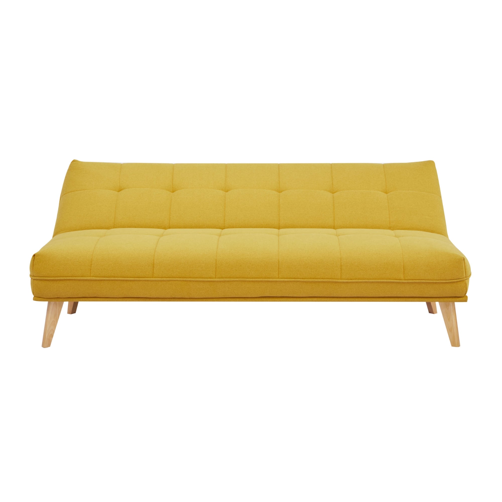 Yellow 3-Seater Sofa Bed, Upholstered, Wooden Legs | Jovie
