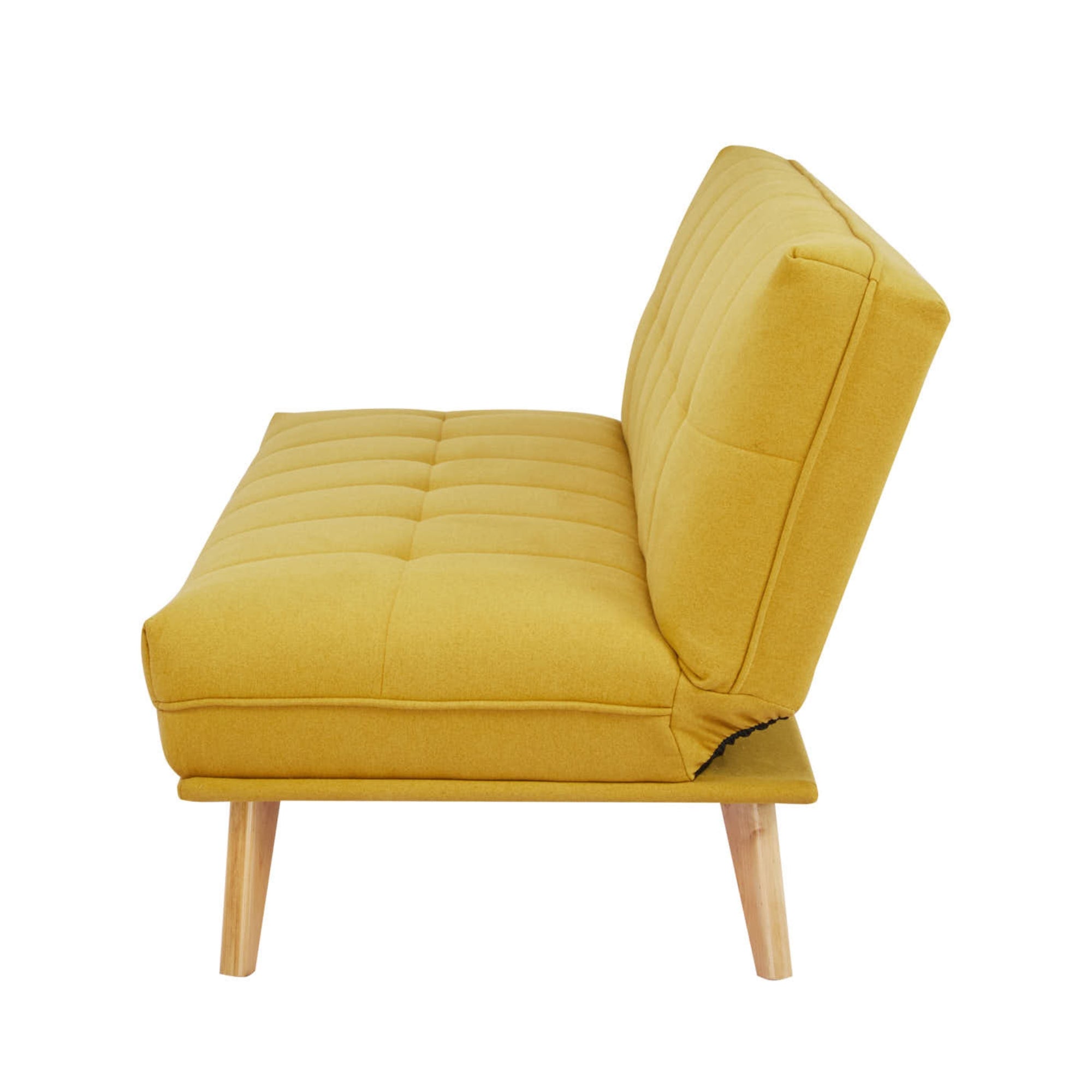 Yellow 3-Seater Sofa Bed, Upholstered, Wooden Legs | Jovie