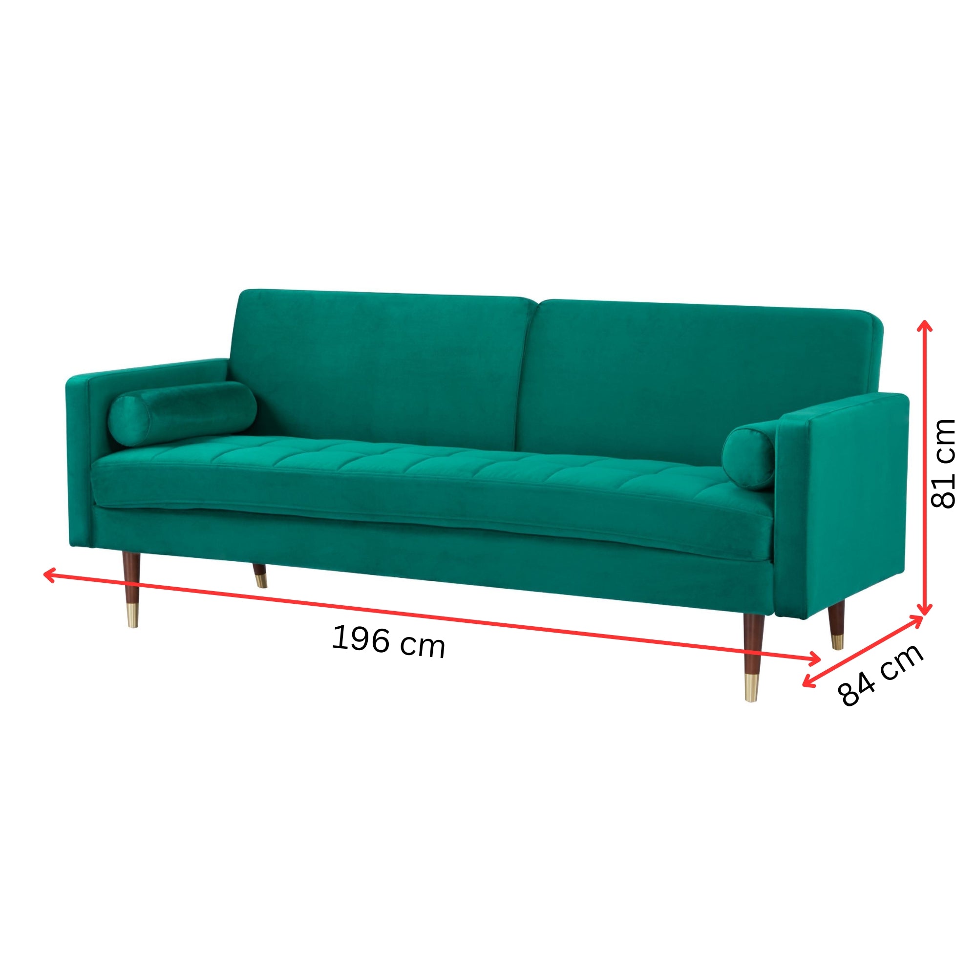 Green 3-Seater Sofa Bed, Polyester Upholstered, Pine Frame