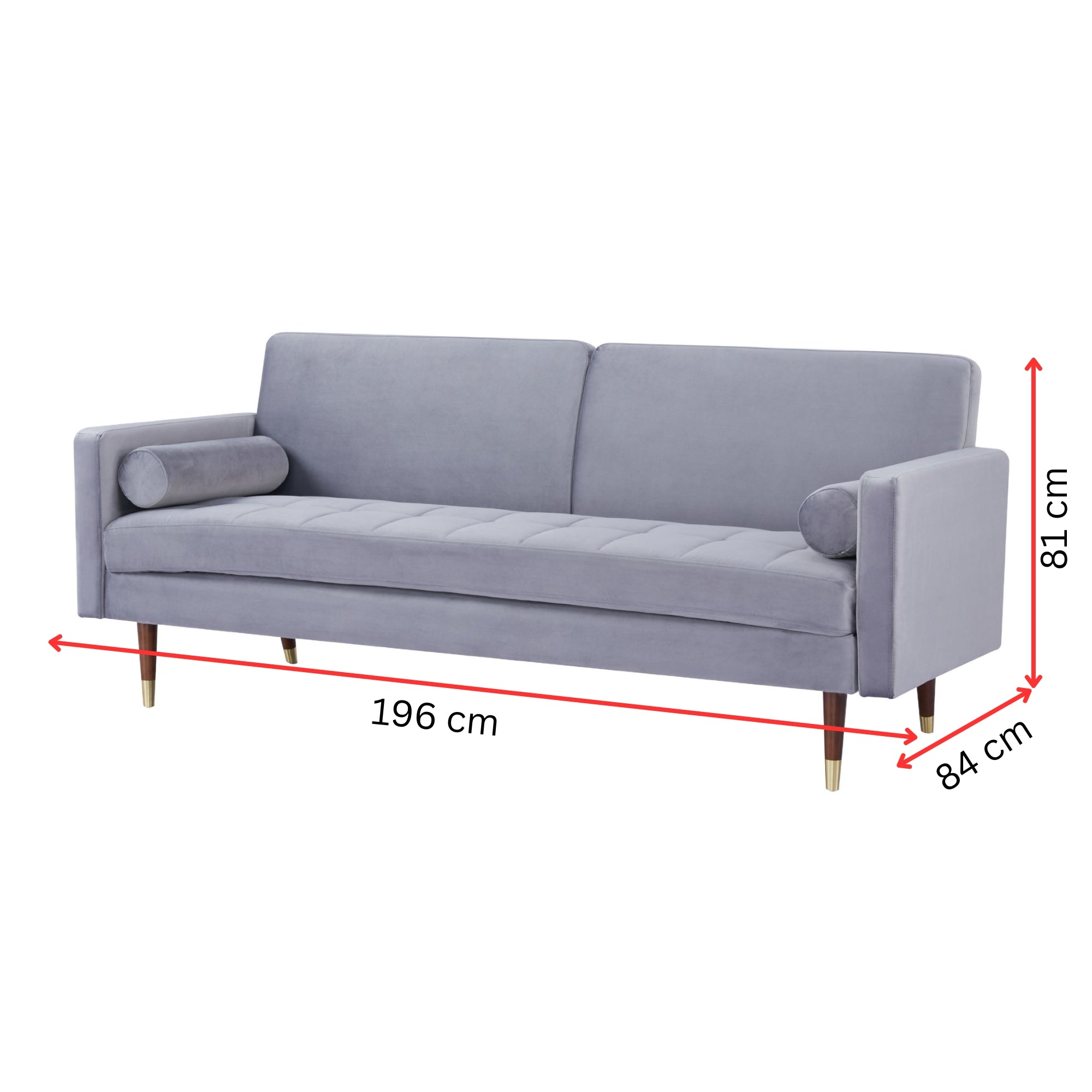Grey Fabric Upholstered 3-Seater Sofa Bed, Pine Frame