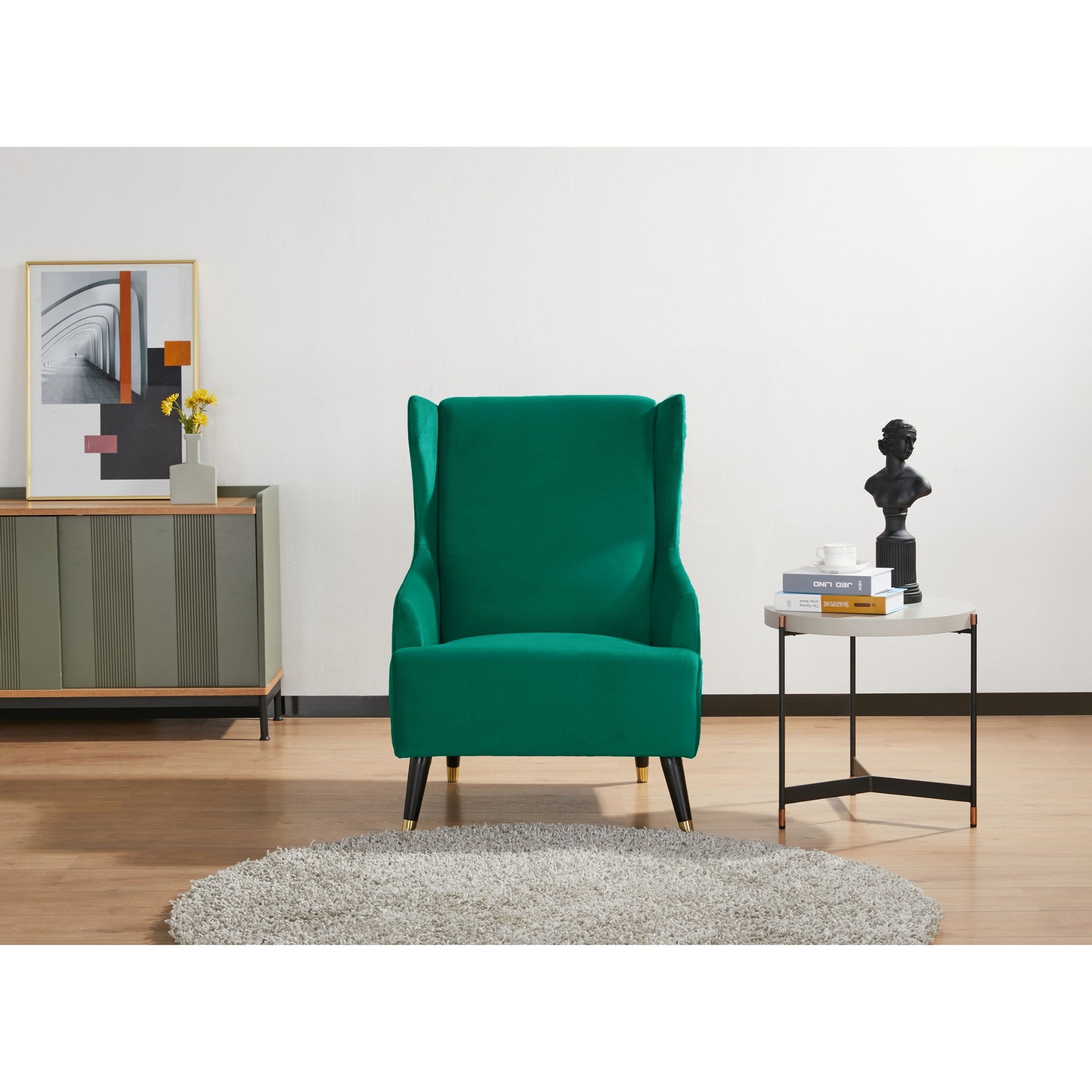 Plush Green Accent Sofa Arm Chair with S Springs Support
