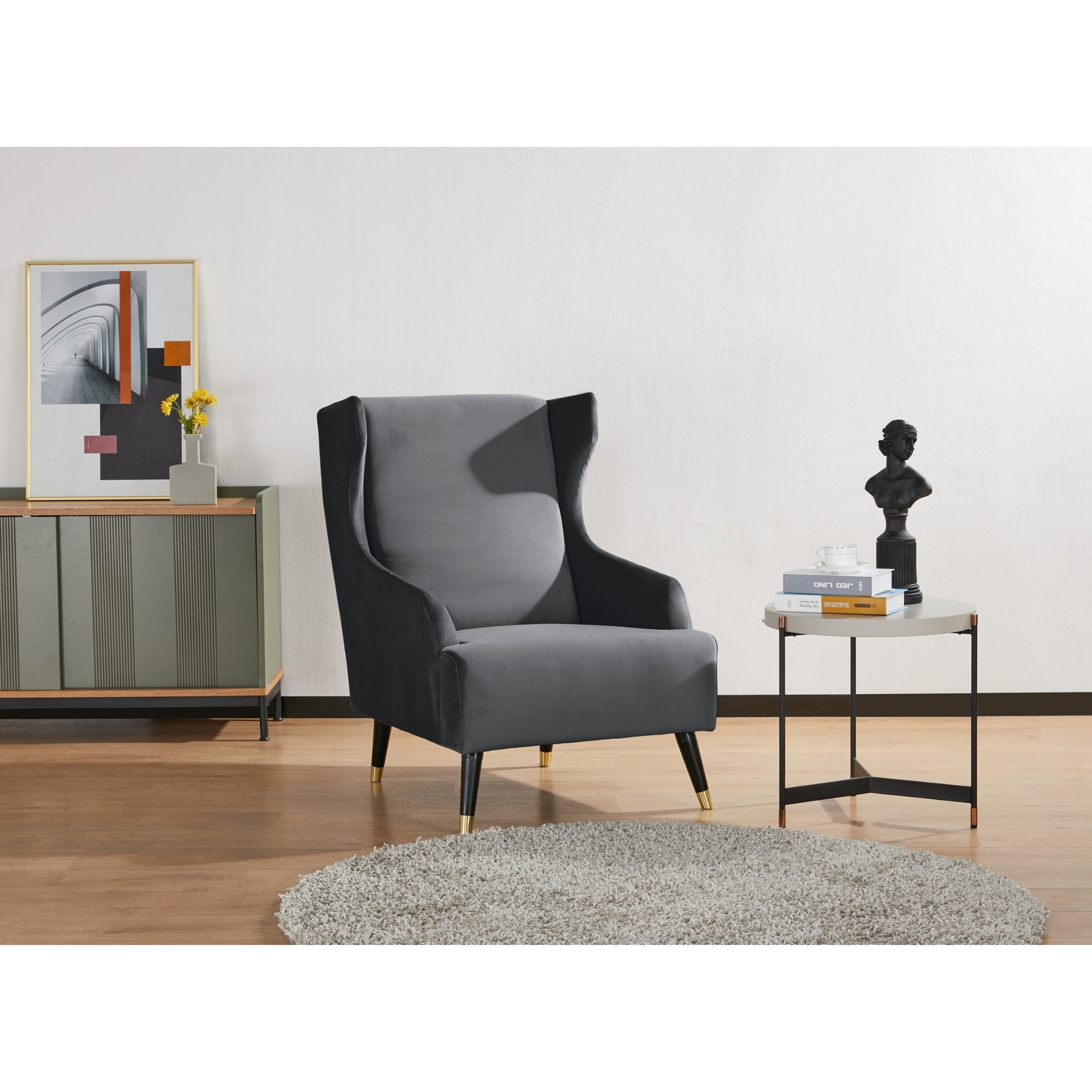 Grey Scandinavian Fabric Upholstered Accent Chair - Sylvia