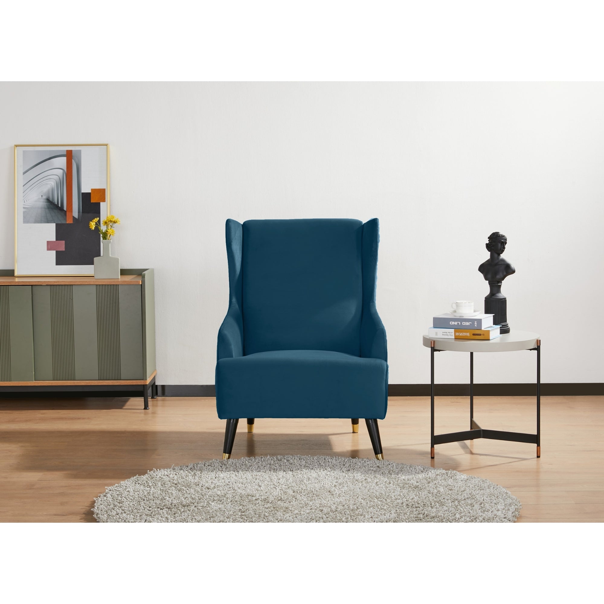 Scandinavian Navy Upholstered Accent Chair - Sylvia