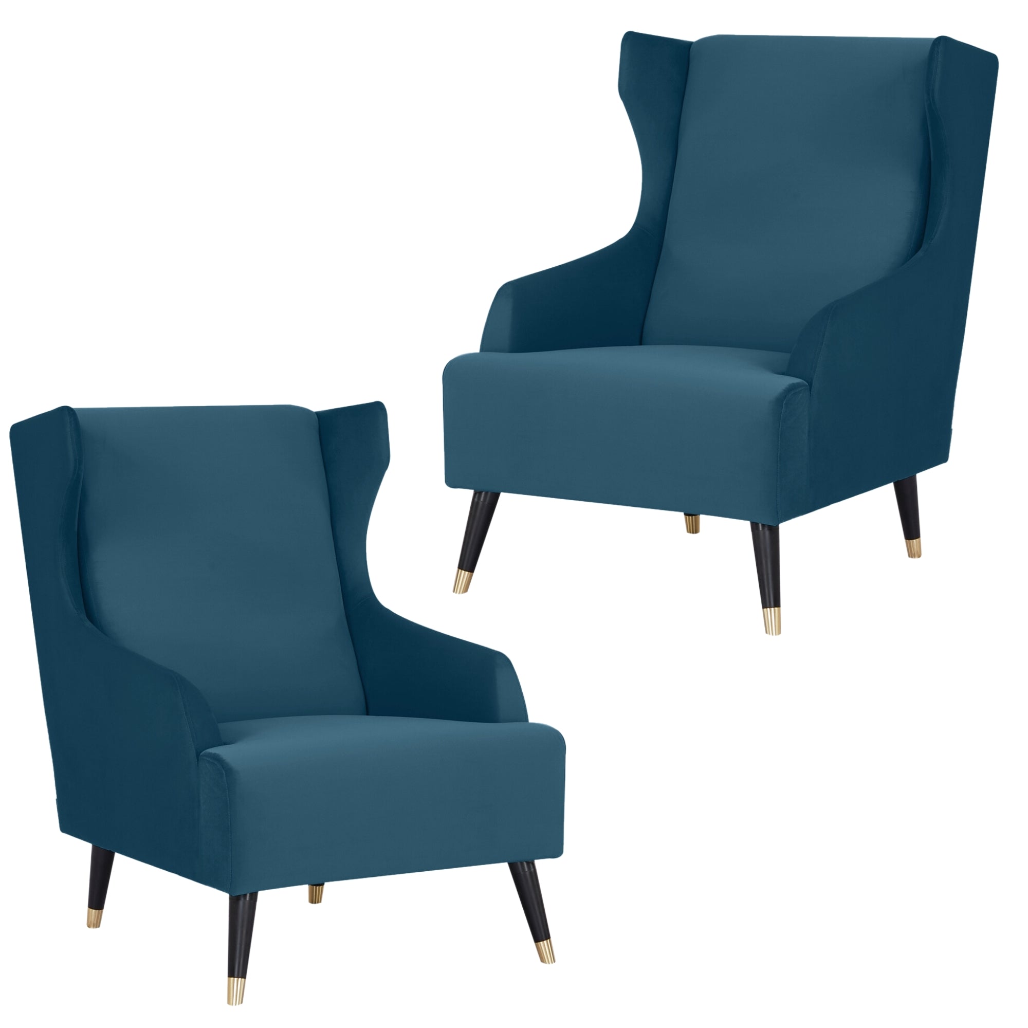 Navy 2pc Accent Sofa Arm Chair Set, Polyester Upholstery