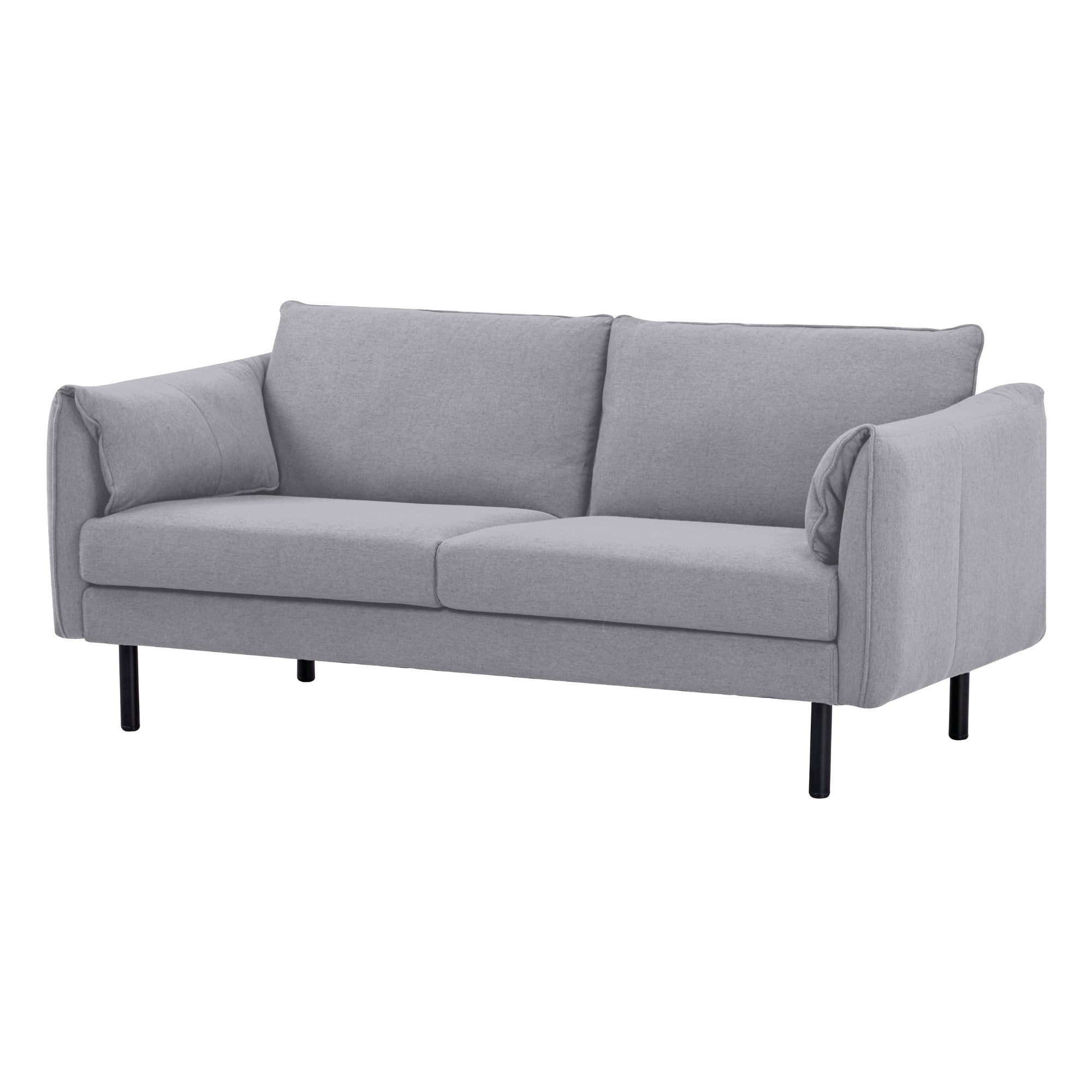 Grey 3-Seater Fabric Sofa, S Springs, Metal Legs - Scandinavian Style