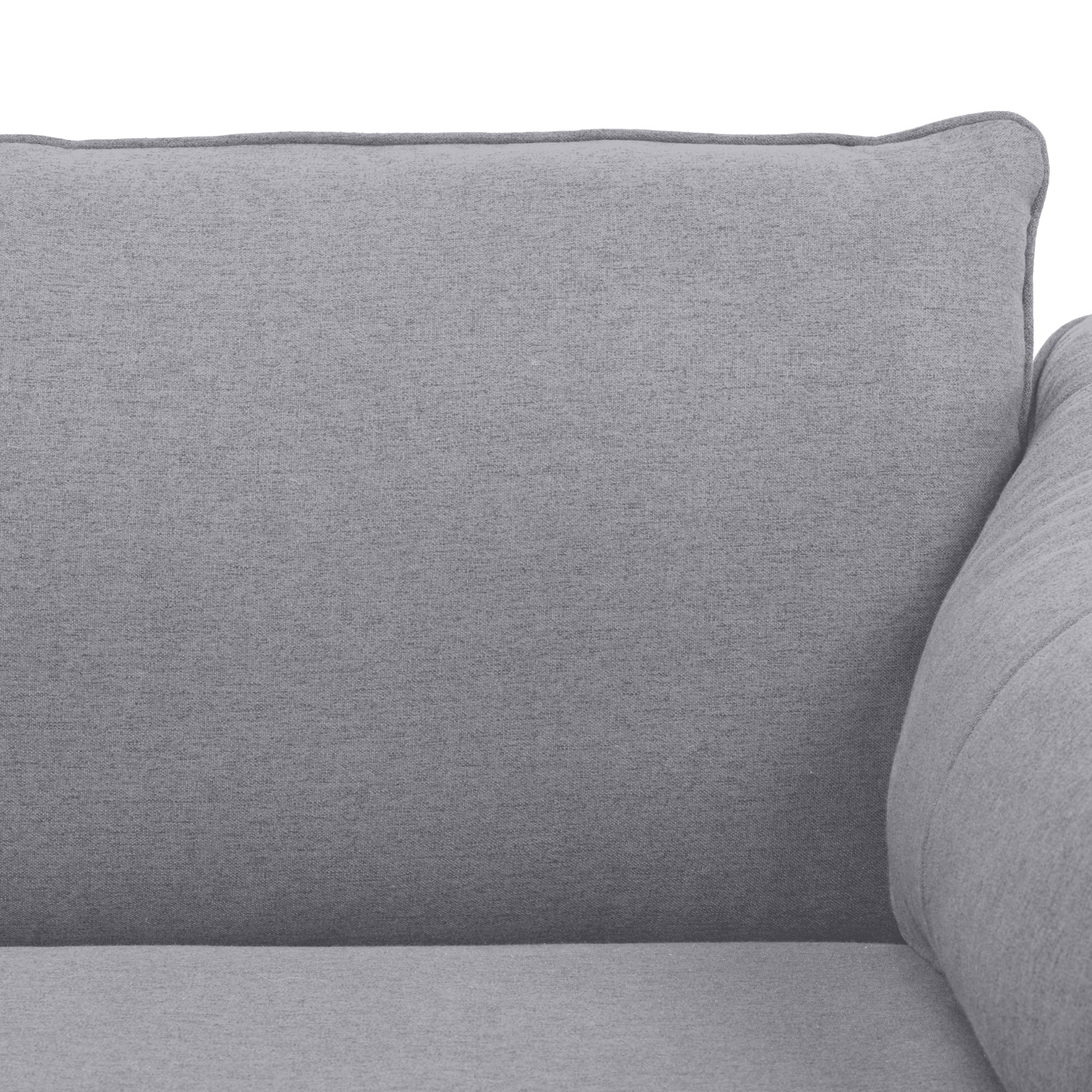 Grey 3-Seater Fabric Sofa, S Springs, Metal Legs - Scandinavian Style