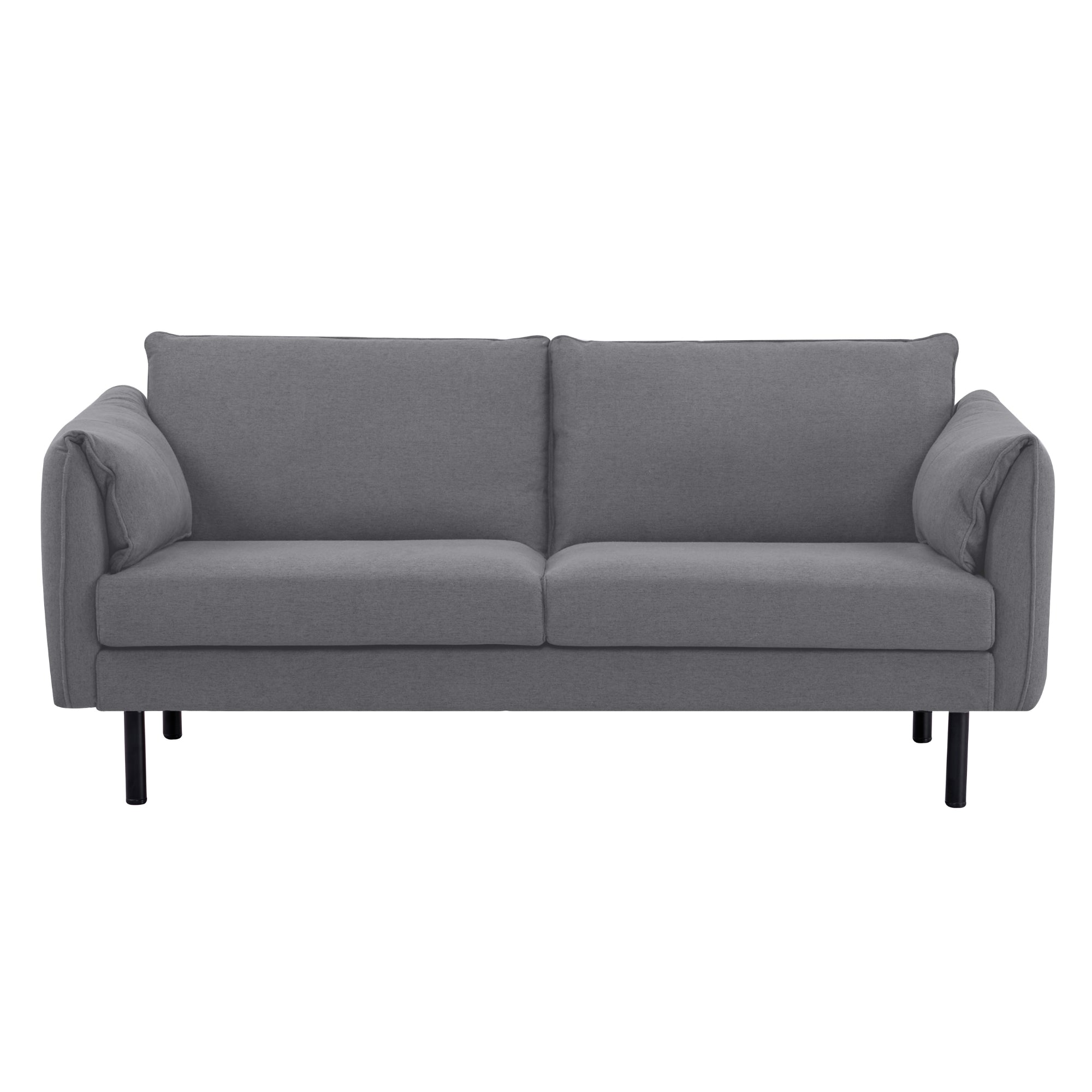 Dark Grey 3-Seater Fabric Sofa, Metal Legs, Foam Support