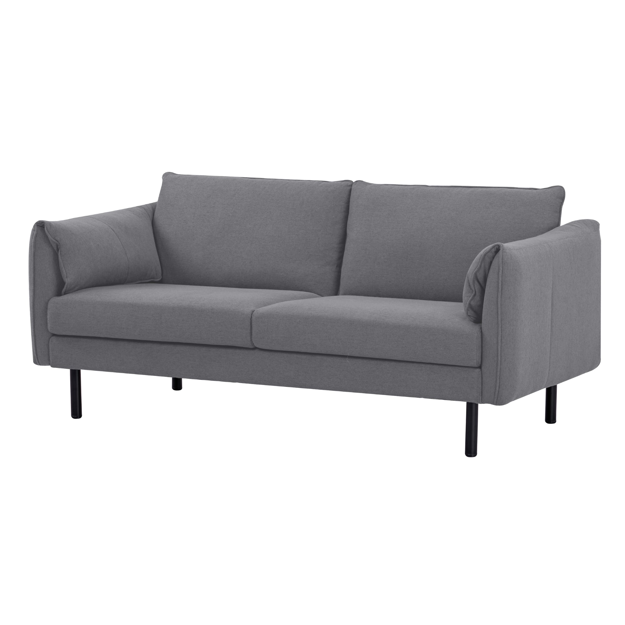 Dark Grey 3-Seater Fabric Sofa, Metal Legs, Foam Support