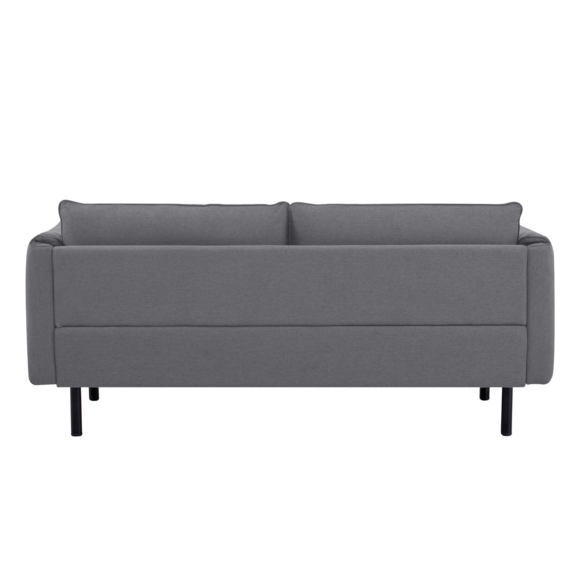 Dark Grey 3-Seater Fabric Sofa, Metal Legs, Foam Support