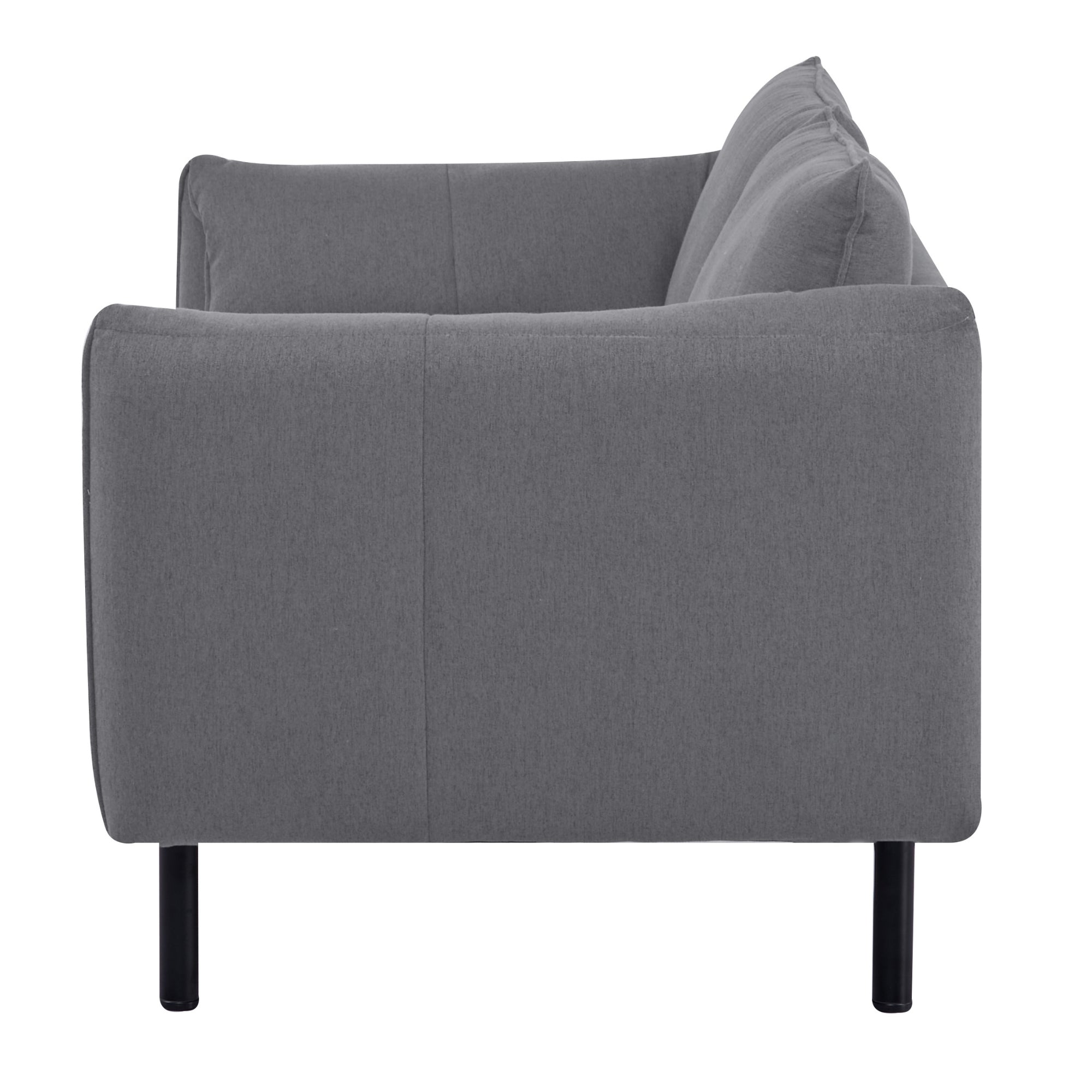 Dark Grey 3-Seater Fabric Sofa, Metal Legs, Foam Support