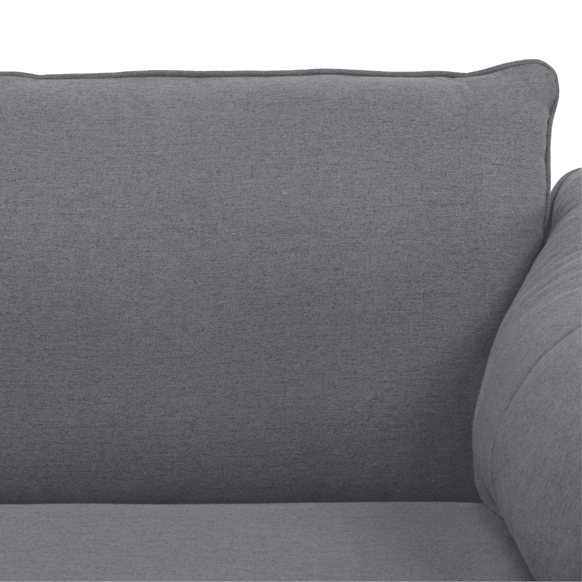 Dark Grey 3-Seater Fabric Sofa, Metal Legs, Foam Support