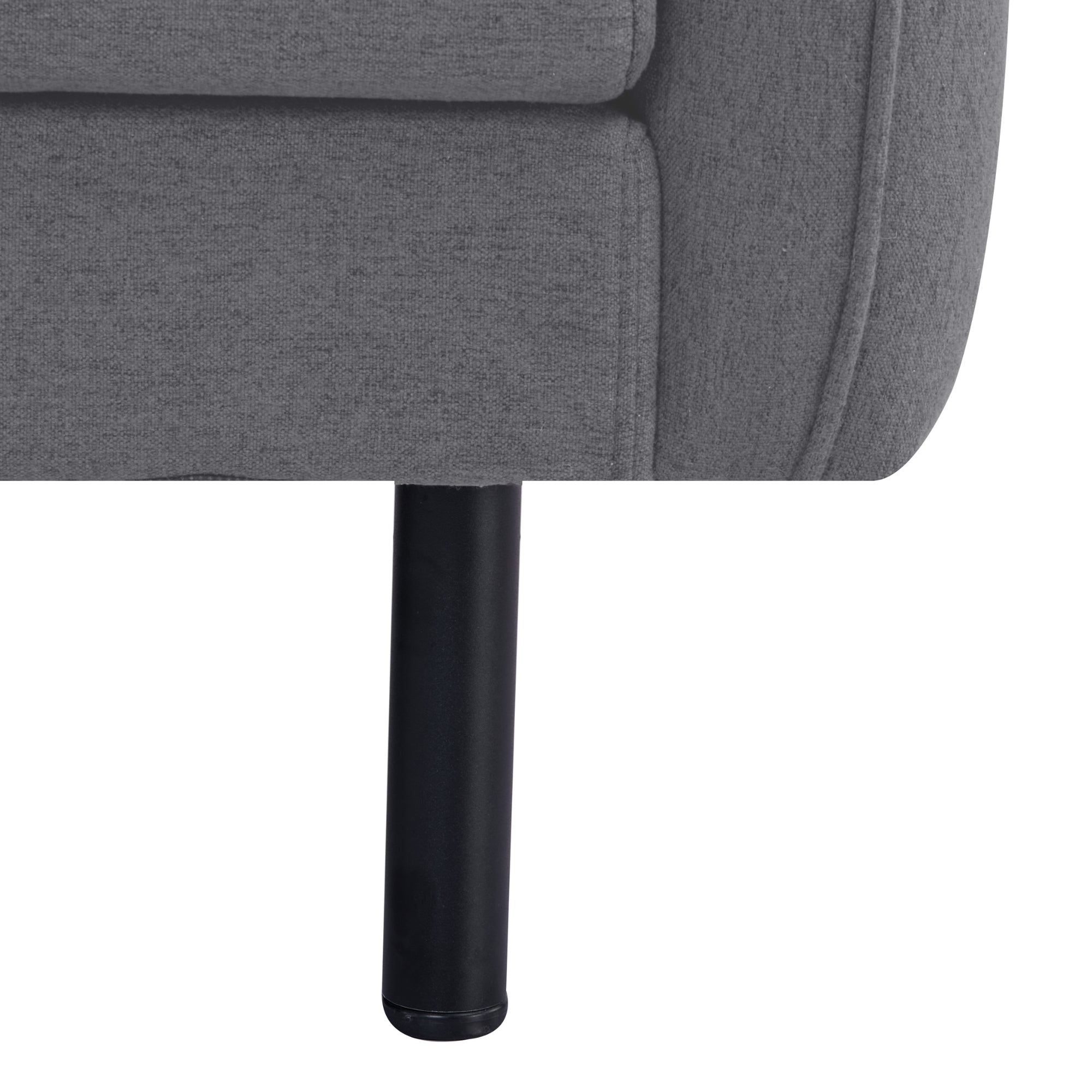 Dark Grey 3-Seater Fabric Sofa, Metal Legs, Foam Support