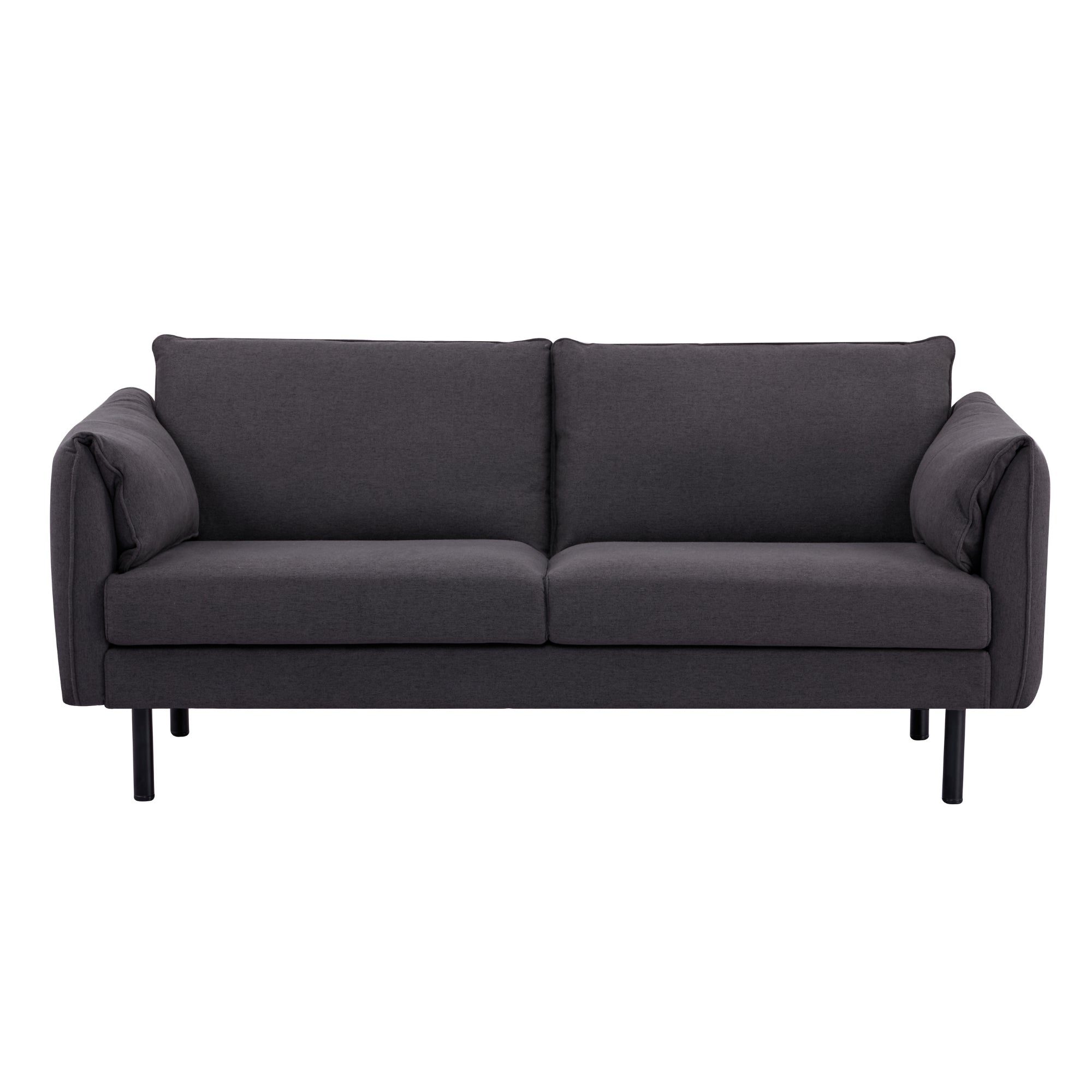 Charcoal 3-Seater Fabric Sofa, Slimline, Metal Legs
