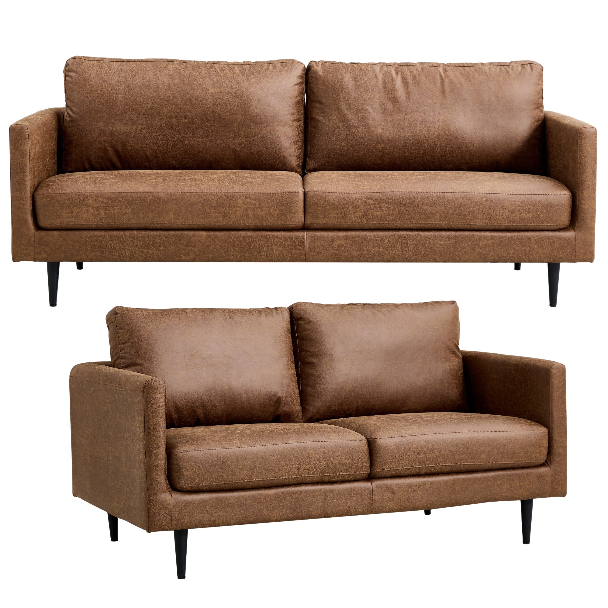 Durable Saddle Fabric Sofa Set w/ Steel Frame - Athena 2+3