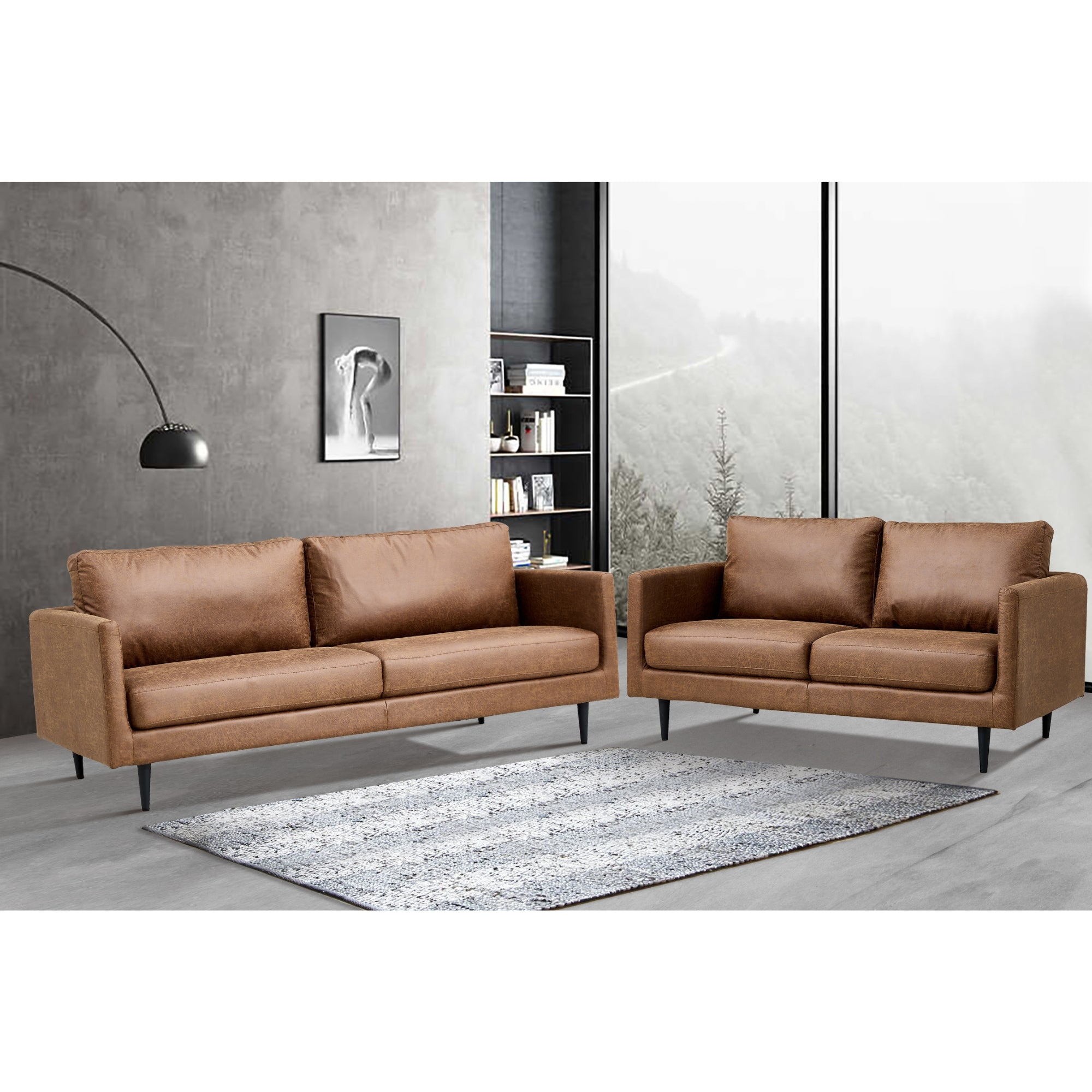 Slimline 2-Seater Sofa, Durable Fabric, Steel Frame - Athena