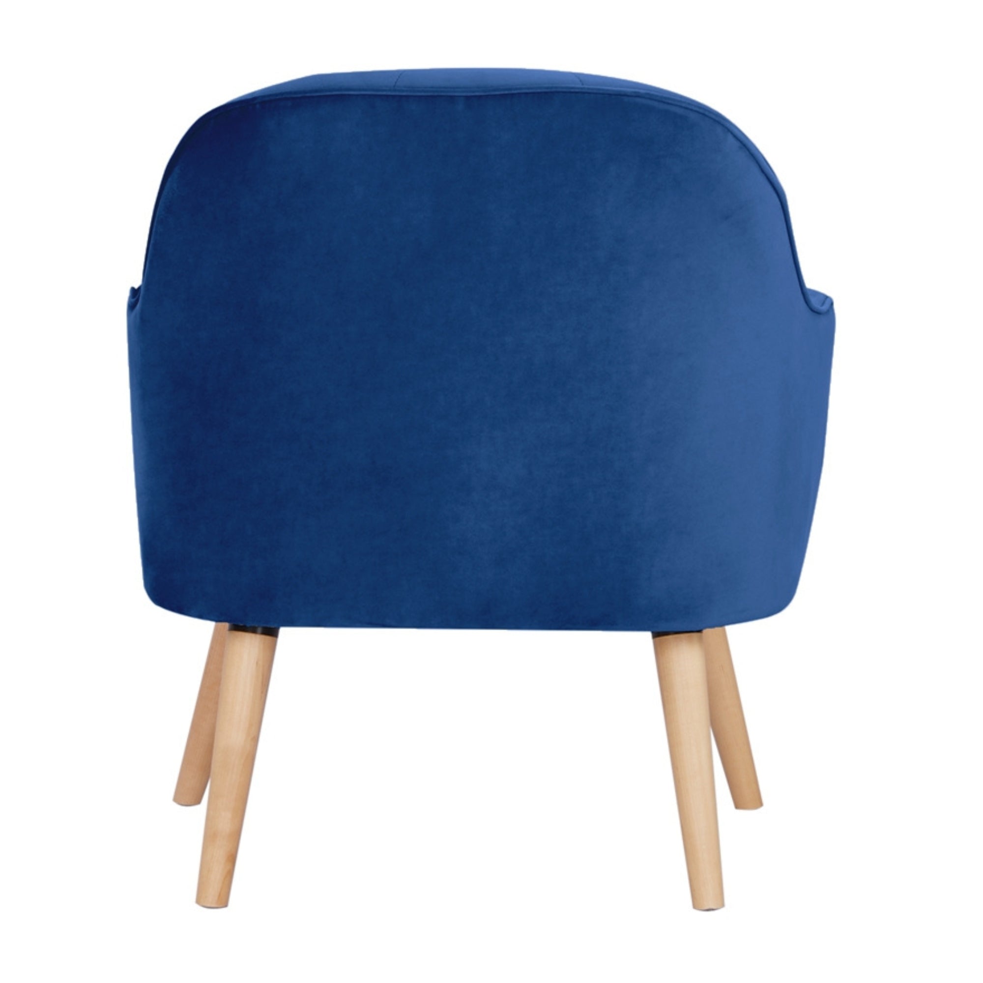 Dark Blue Upholstered Accent Arm Chair, Wooden Legs, Keira
