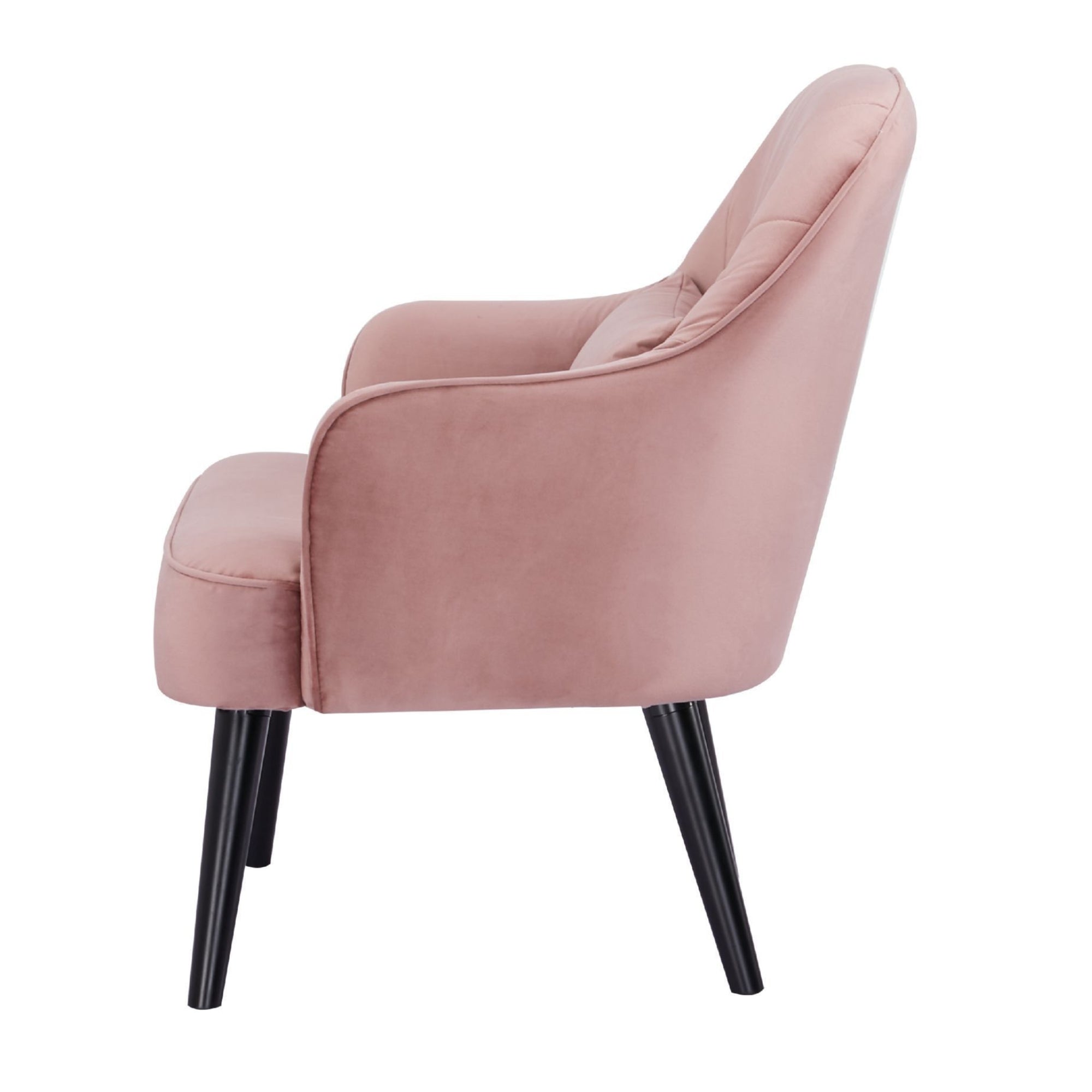 Pink Scandinavian Upholstered Accent Arm Chair, Pine Frame