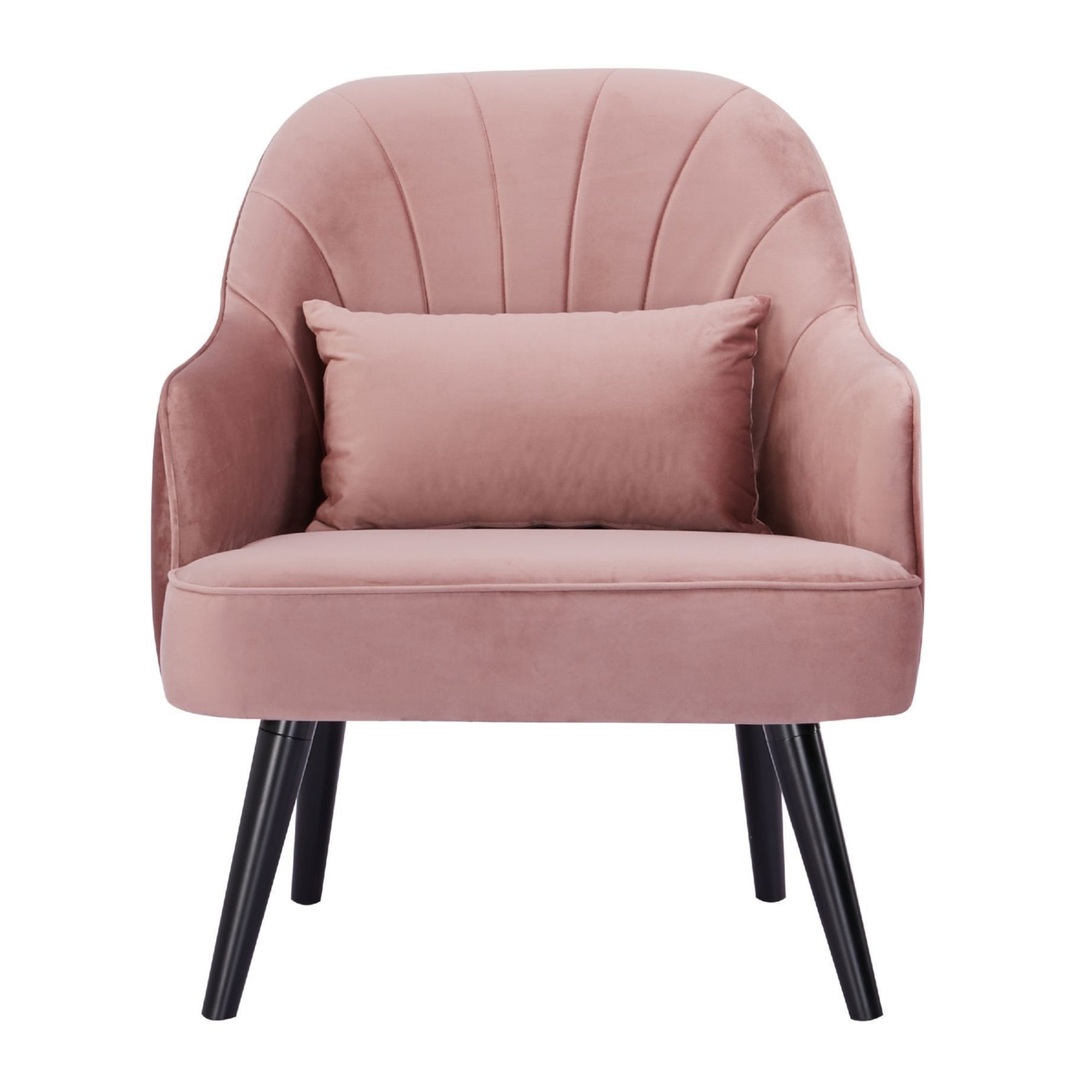 Pink Fabric Upholstered 2-Piece Accent Sofa Arm Chairs