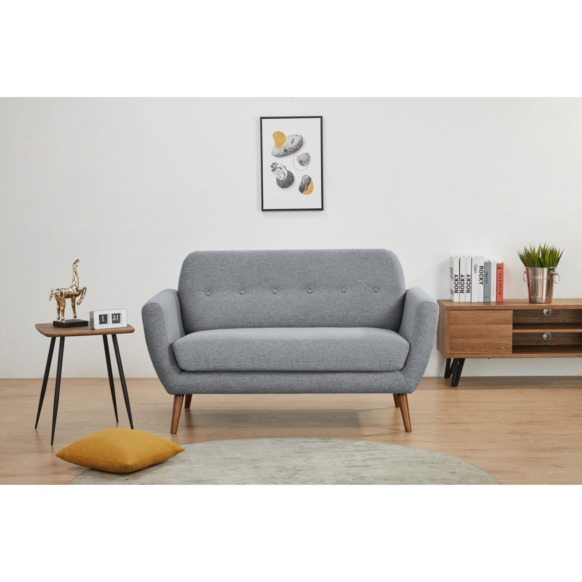 Lilliana 3 + 2 Seater Sofa Fabric Uplholstered Lounge Couch - Light Grey