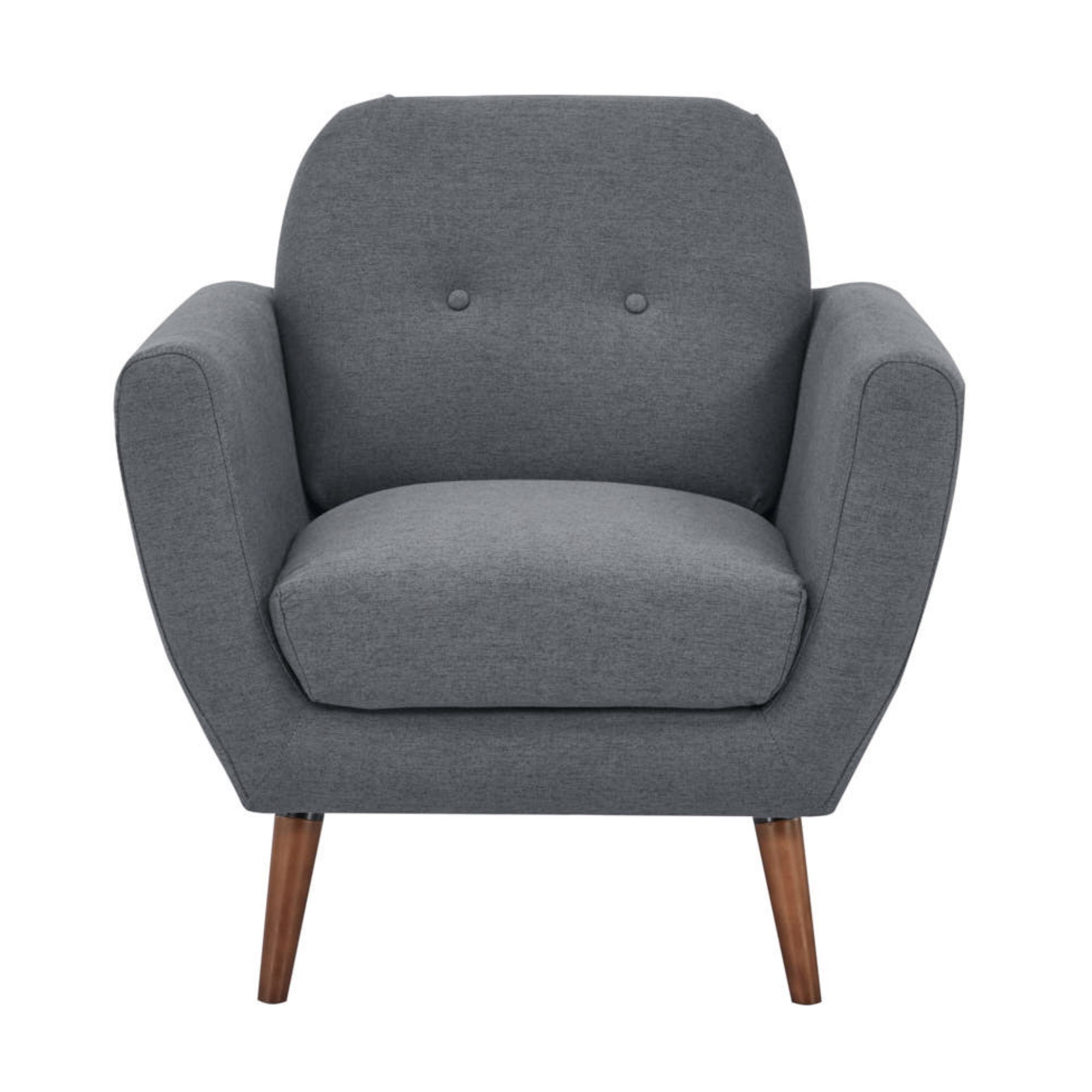 Dark Grey Fabric Upholstered Arm Chair, Foam Seat, Wooden Frame
