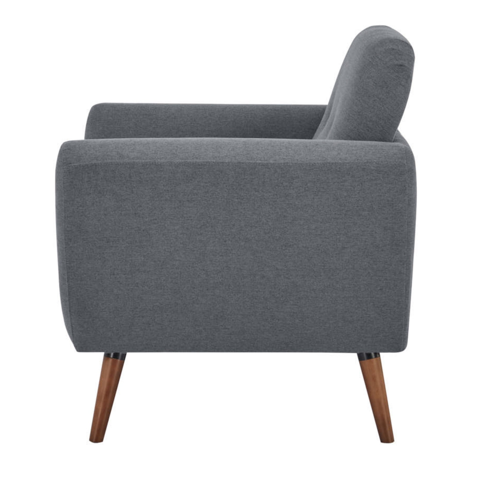Dark Grey Fabric Upholstered Arm Chair, Foam Seat, Wooden Frame
